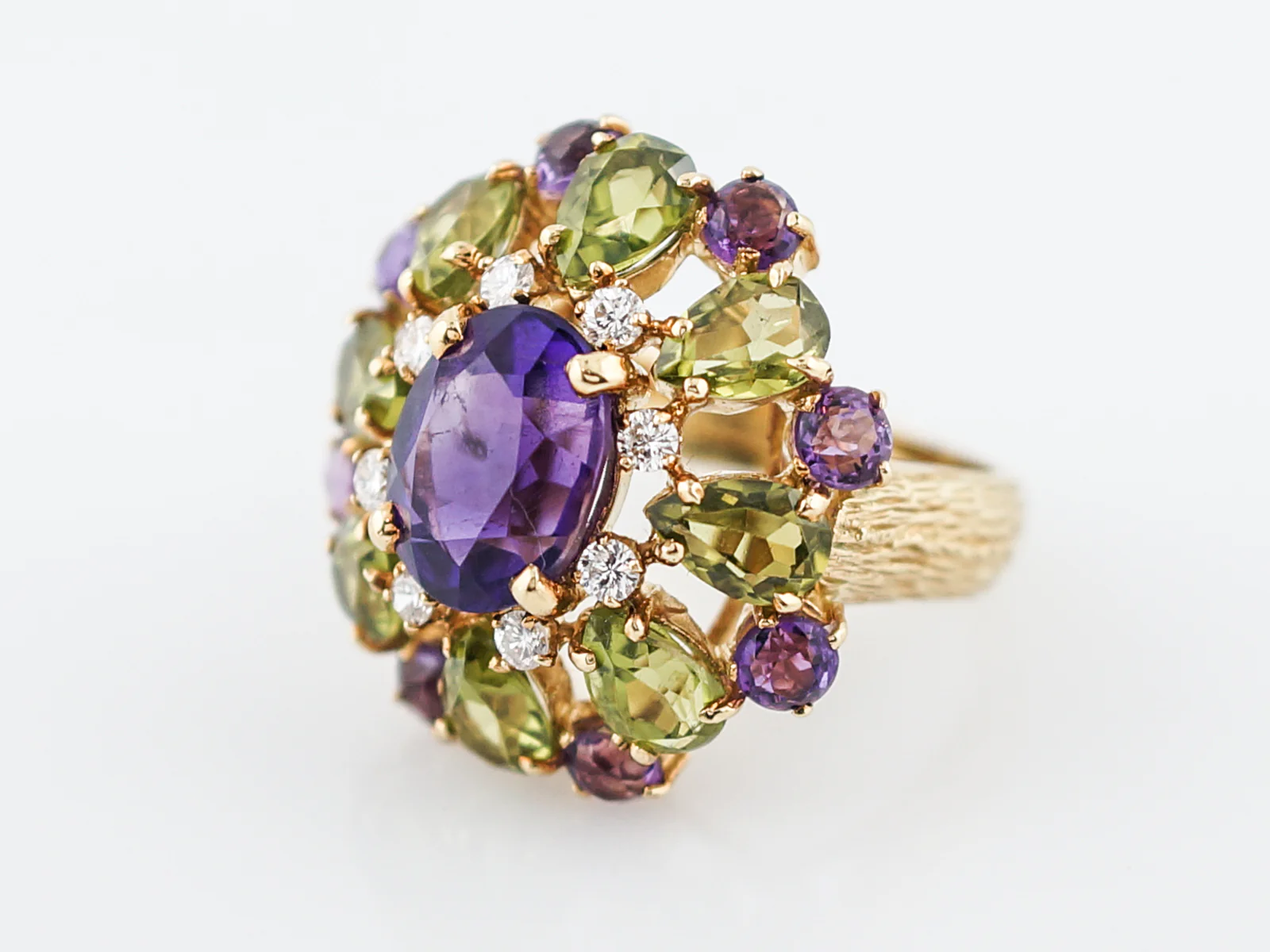 Vintage Cocktail Ring Mid-Century 1.56 Oval Cut Amethyst in 18k Yellow Gold - Image 2