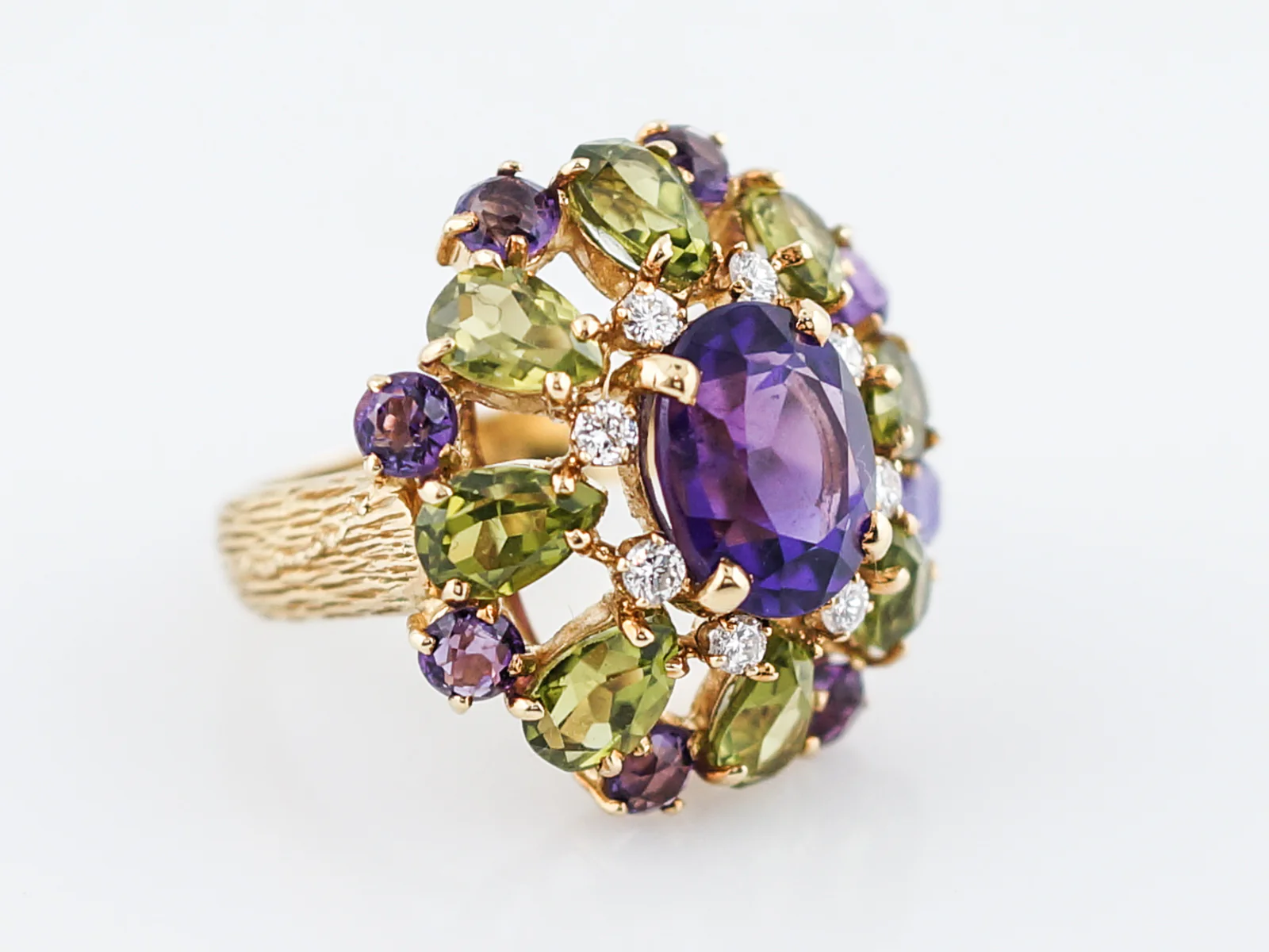 Vintage Cocktail Ring Mid-Century 1.56 Oval Cut Amethyst in 18k Yellow Gold - Image 3