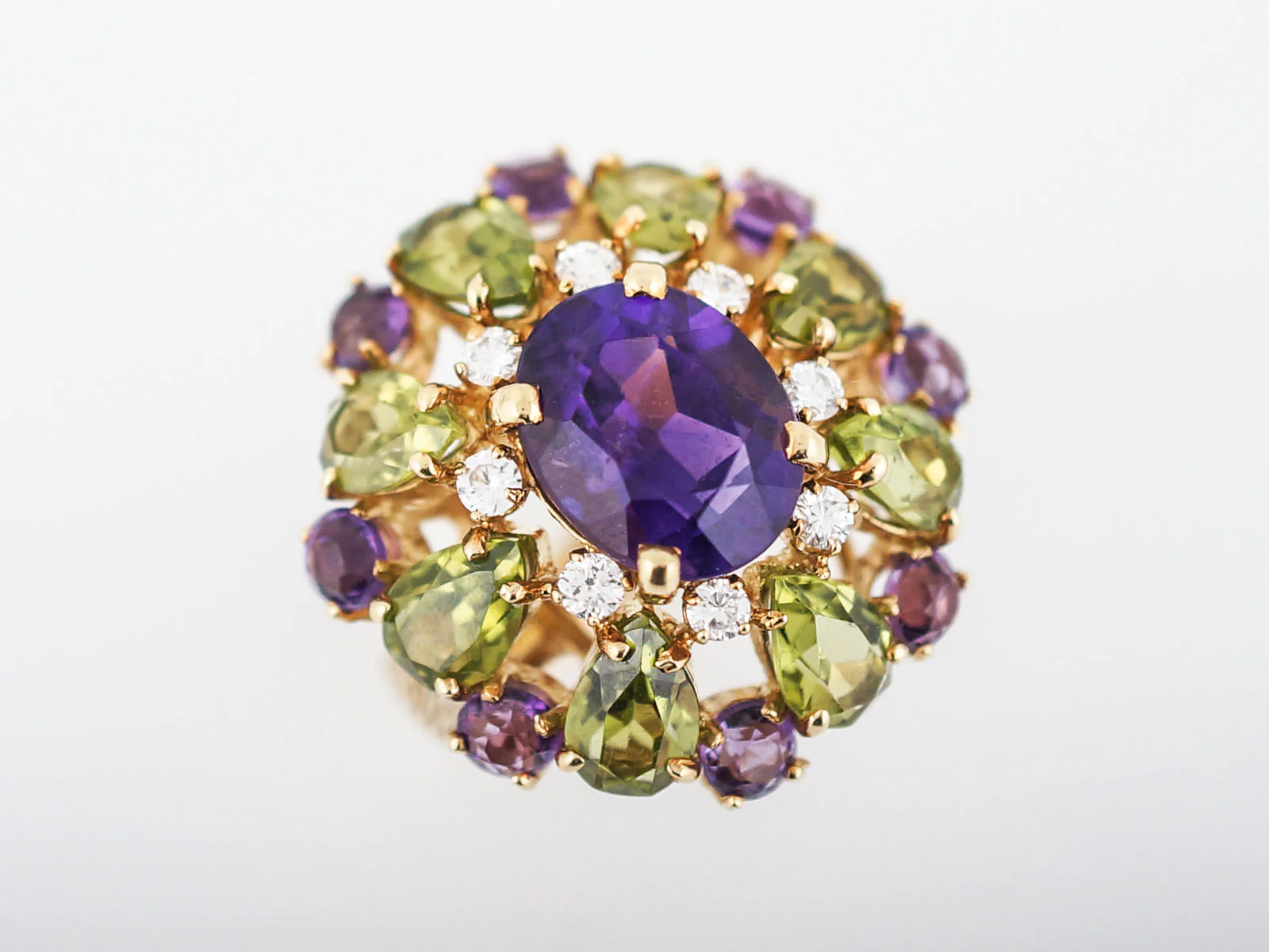 Vintage Cocktail Ring Mid-Century 1.56 Oval Cut Amethyst in 18k Yellow Gold - Image 4