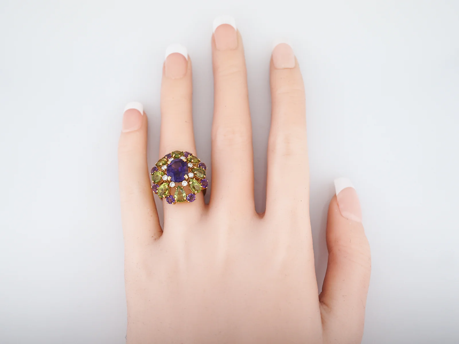 Vintage Cocktail Ring Mid-Century 1.56 Oval Cut Amethyst in 18k Yellow Gold - Image 7