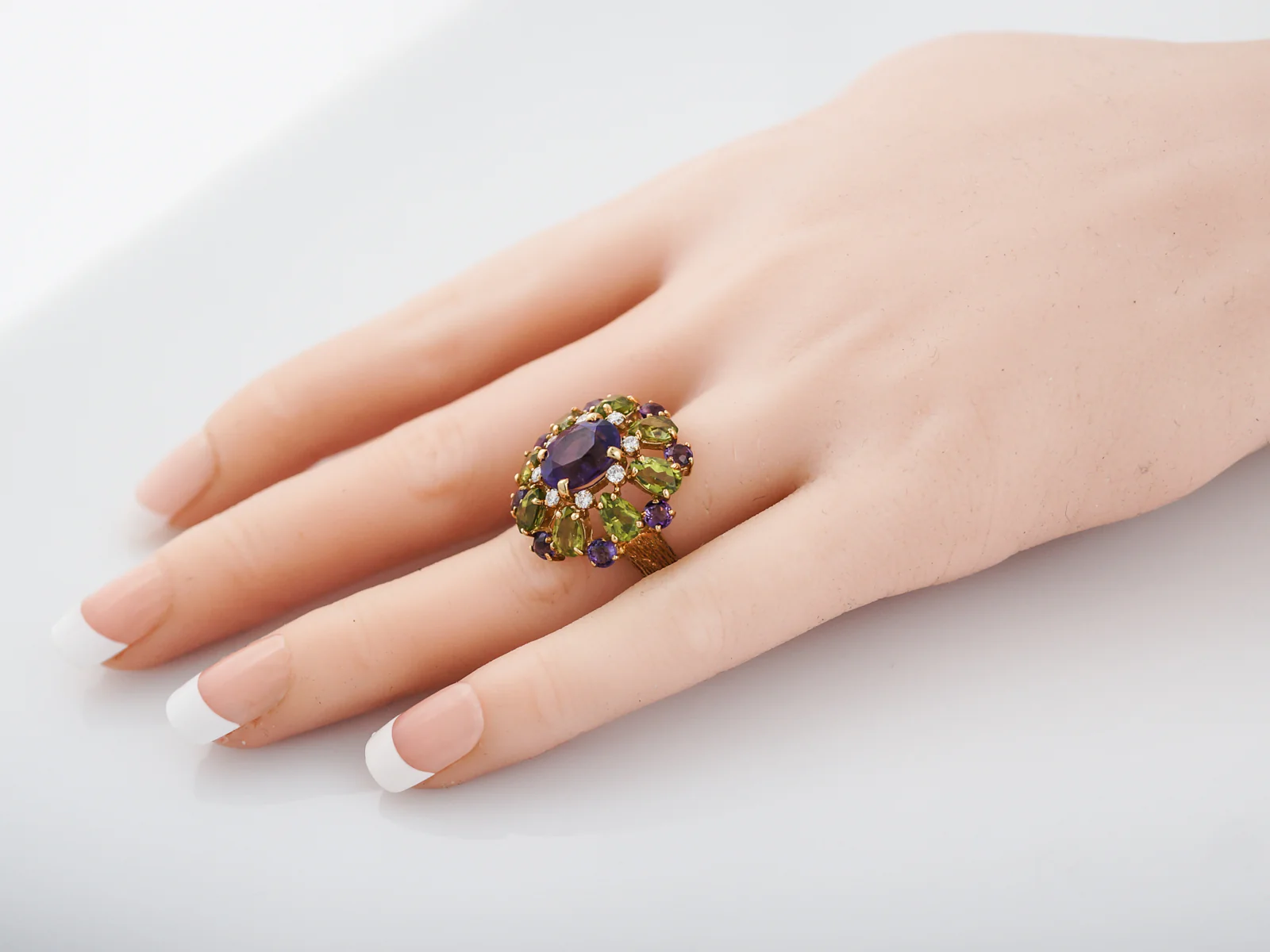 Vintage Cocktail Ring Mid-Century 1.56 Oval Cut Amethyst in 18k Yellow Gold - Image 8