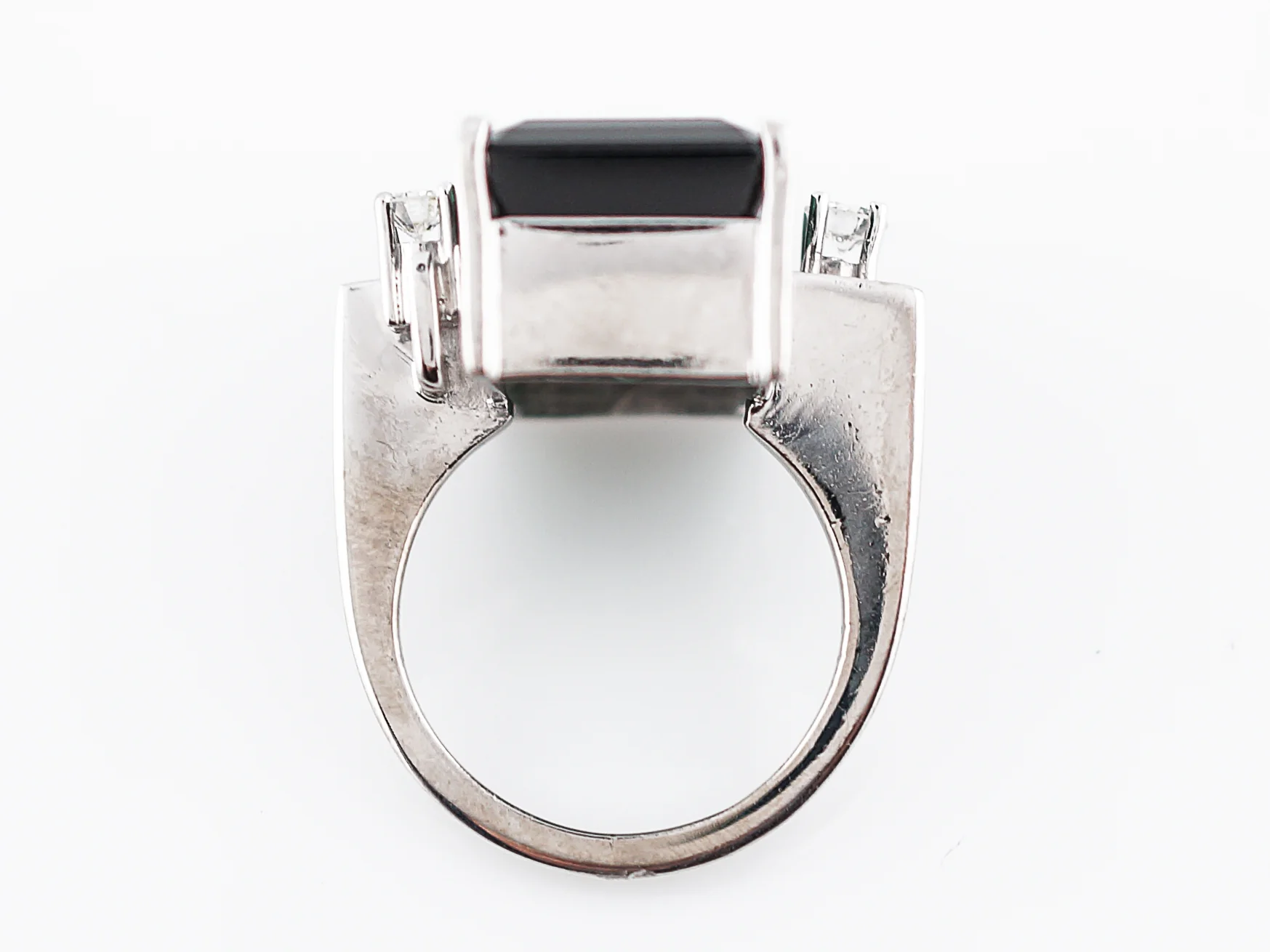 Vintage Cocktail Ring Mid-Century 12.91 Rectangle Cut Chrome Tourmaline in 14k White Gold - Image 5
