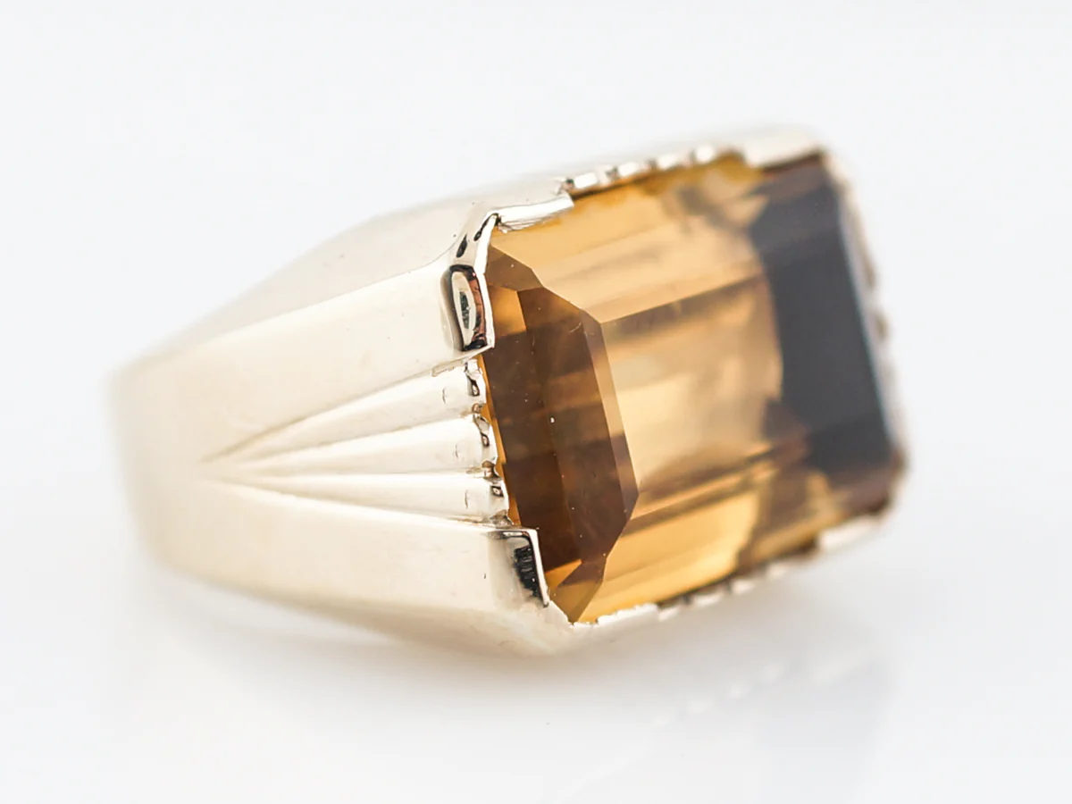 Vintage Cocktail Ring Mid-Century 18.77 Emerald Cut Citrine in 18K Yellow Gold - Image 3