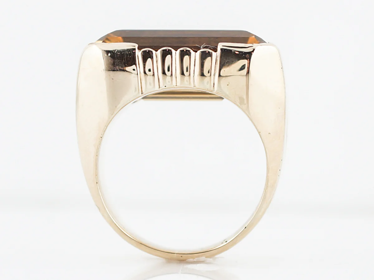 Vintage Cocktail Ring Mid-Century 18.77 Emerald Cut Citrine in 18K Yellow Gold - Image 4