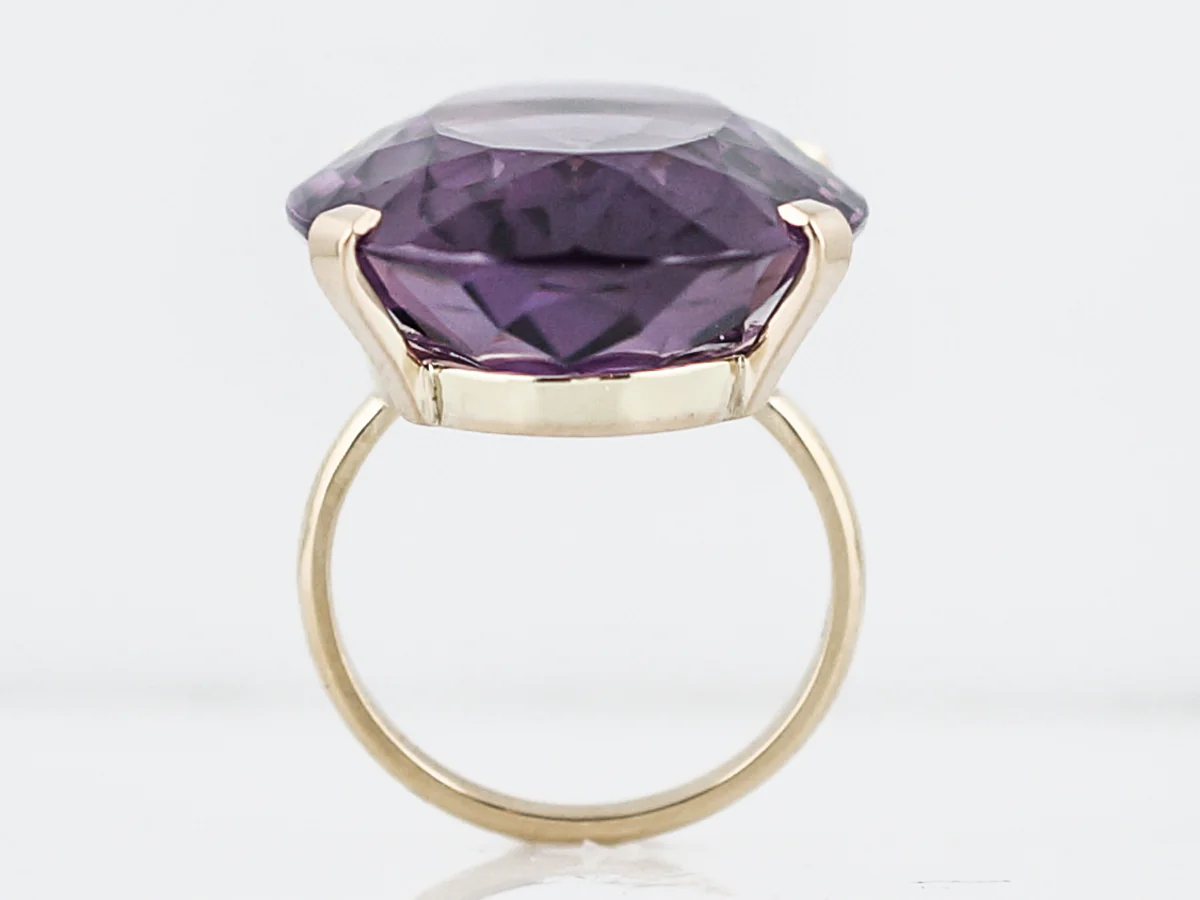 Vintage Cocktail Ring Mid-Century 31.44 Oval Cut Amethyst in 14k Yellow Gold - Image 4