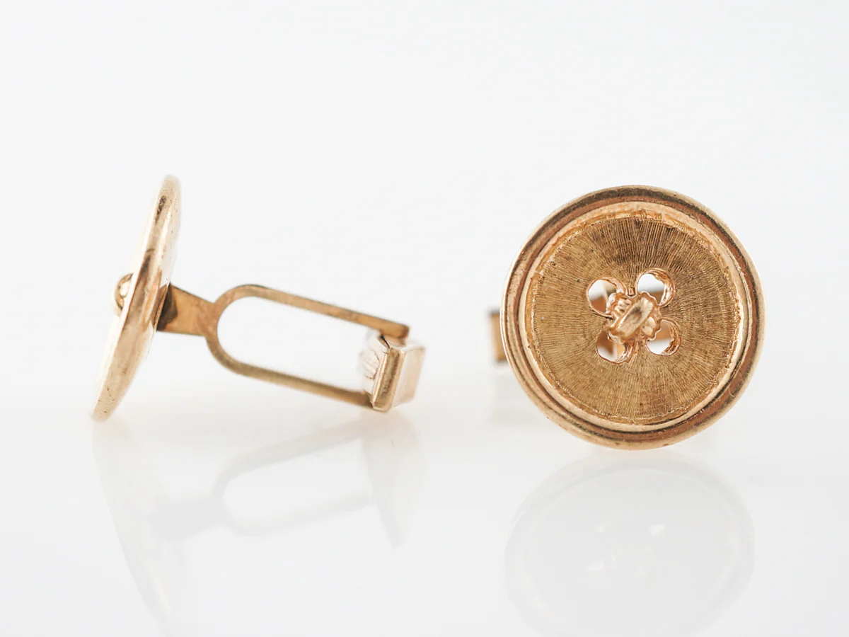 **RTV 5/2/19**Vintage Cufflink Buttons Mid-Century in 14K Yellow Gold - Image 2