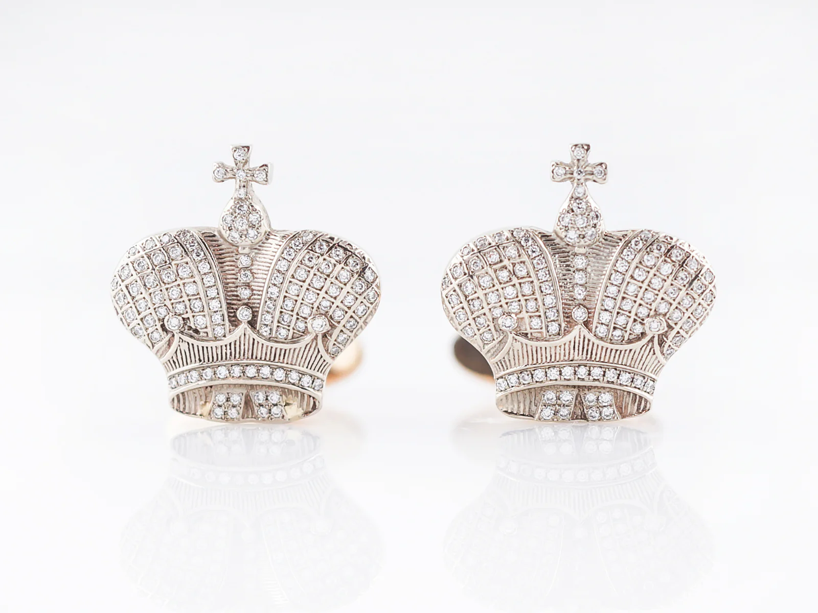 ***RTV***Vintage Cufflinks Mid-Century 1.04 Round Brilliant Cut Diamonds in 14k Rose & Yellow Gold