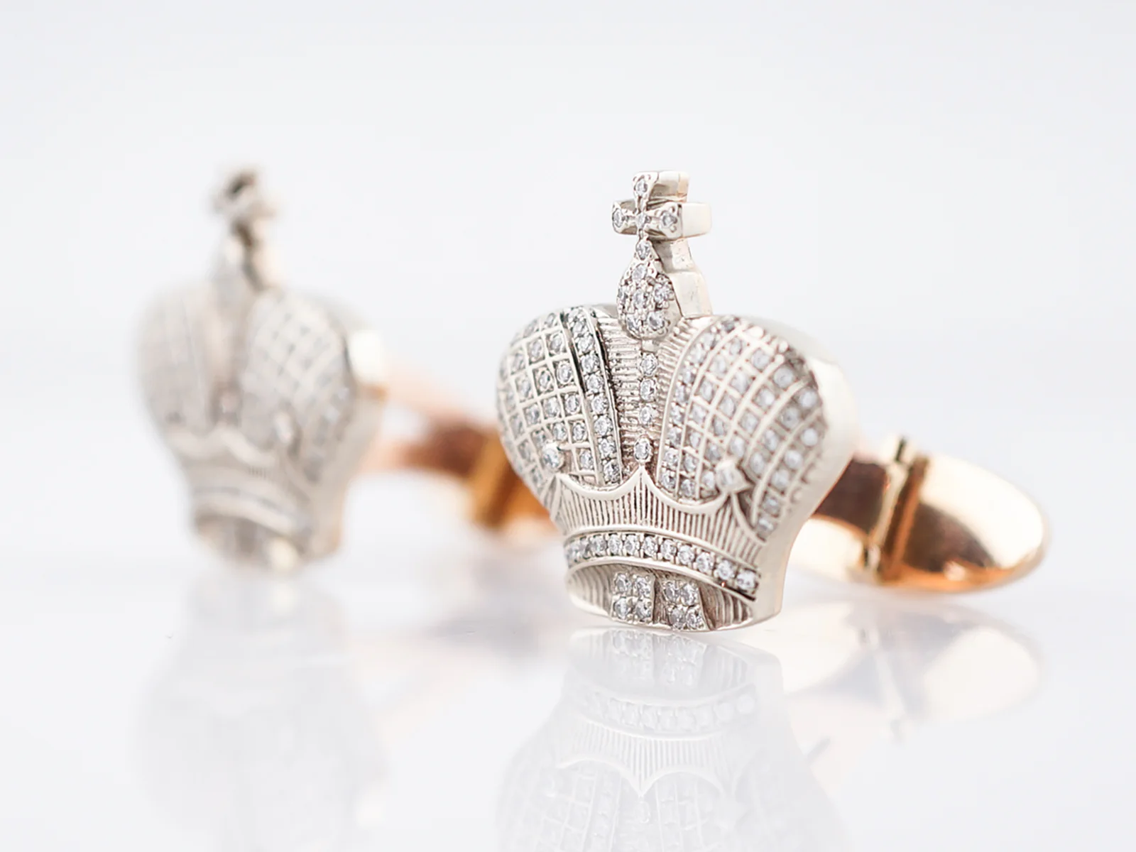 ***RTV***Vintage Cufflinks Mid-Century 1.04 Round Brilliant Cut Diamonds in 14k Rose & Yellow Gold - Image 2