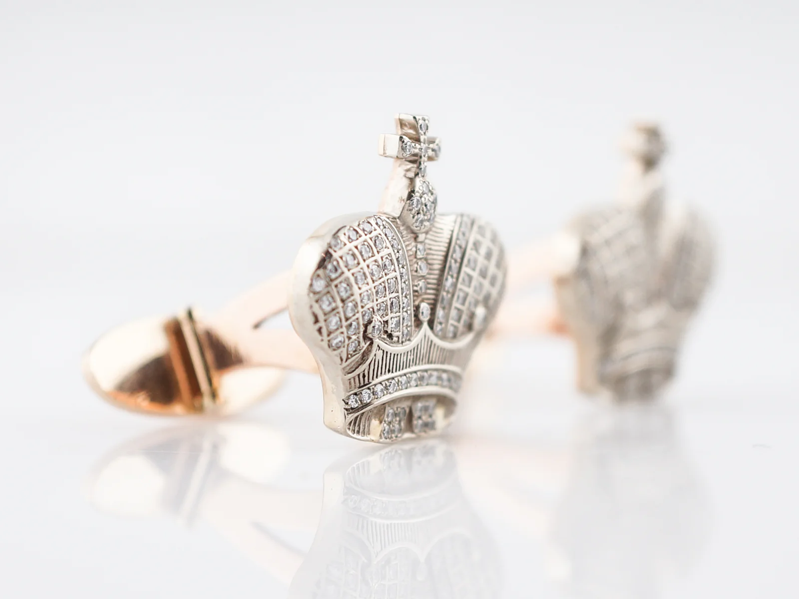 ***RTV***Vintage Cufflinks Mid-Century 1.04 Round Brilliant Cut Diamonds in 14k Rose & Yellow Gold - Image 3