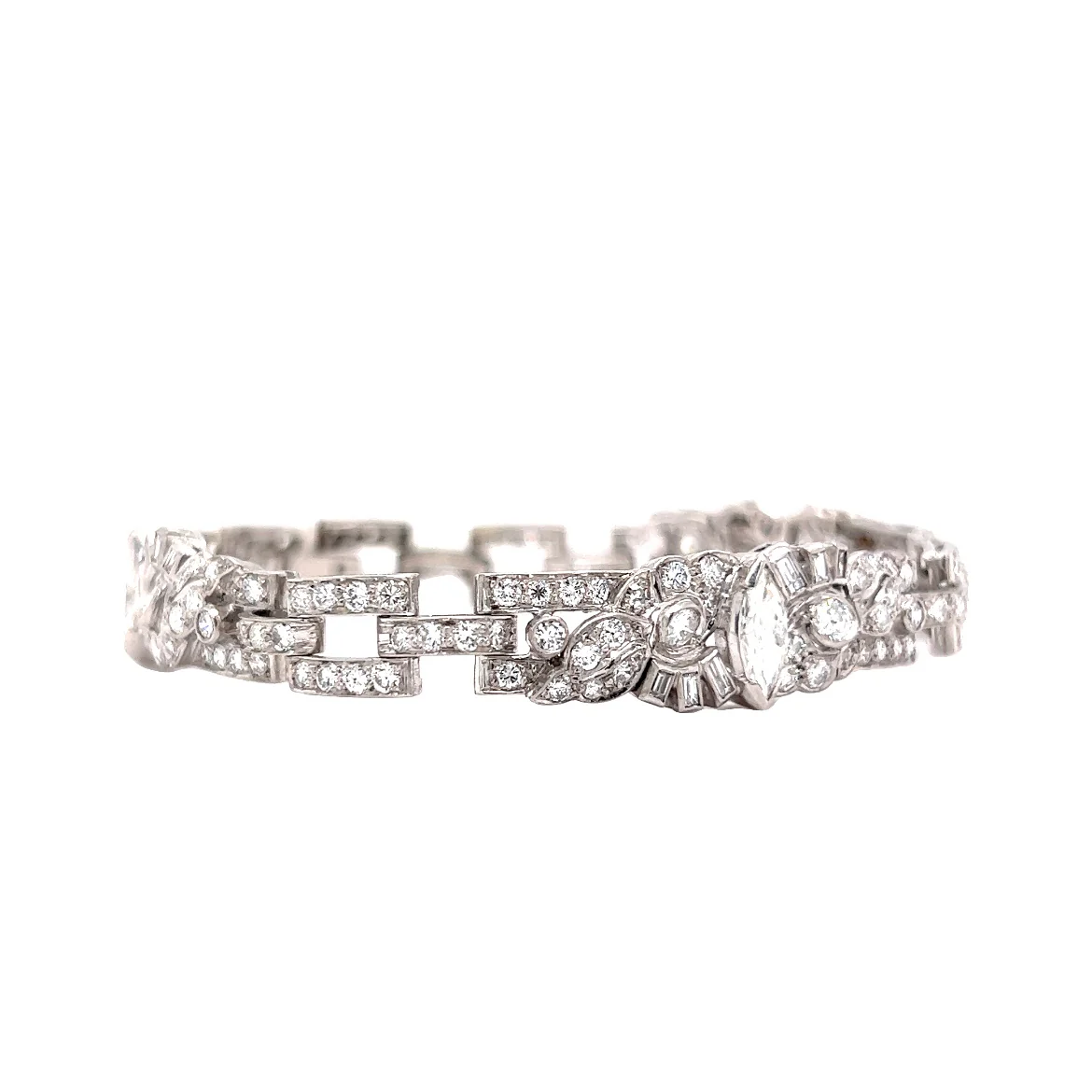 Vintage Deco 6 Carat Diamond Bracelet in Platinum - Image 3