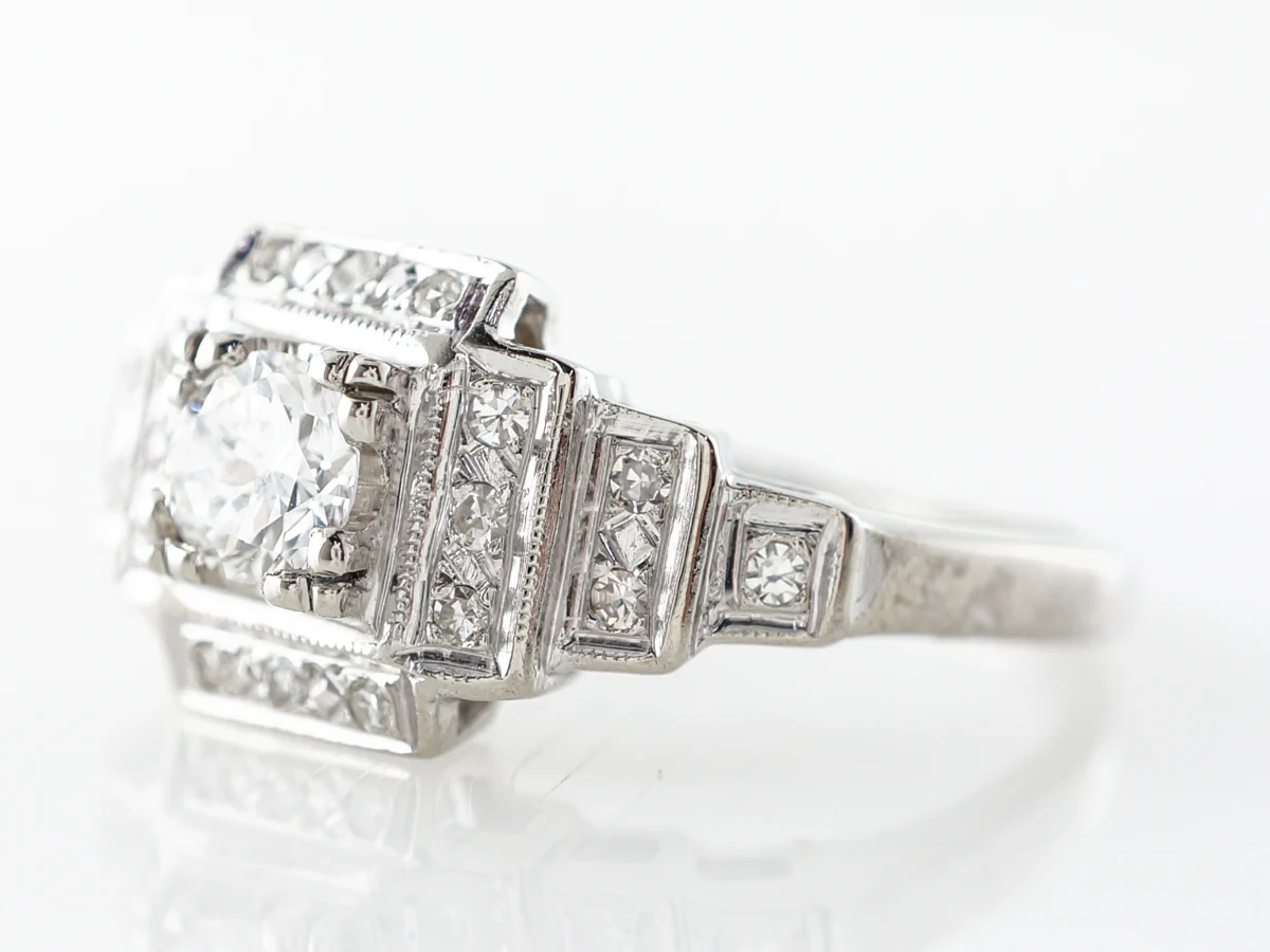 Vintage Deco Brilliant Diamond Engagement Ring in 14k - Image 2