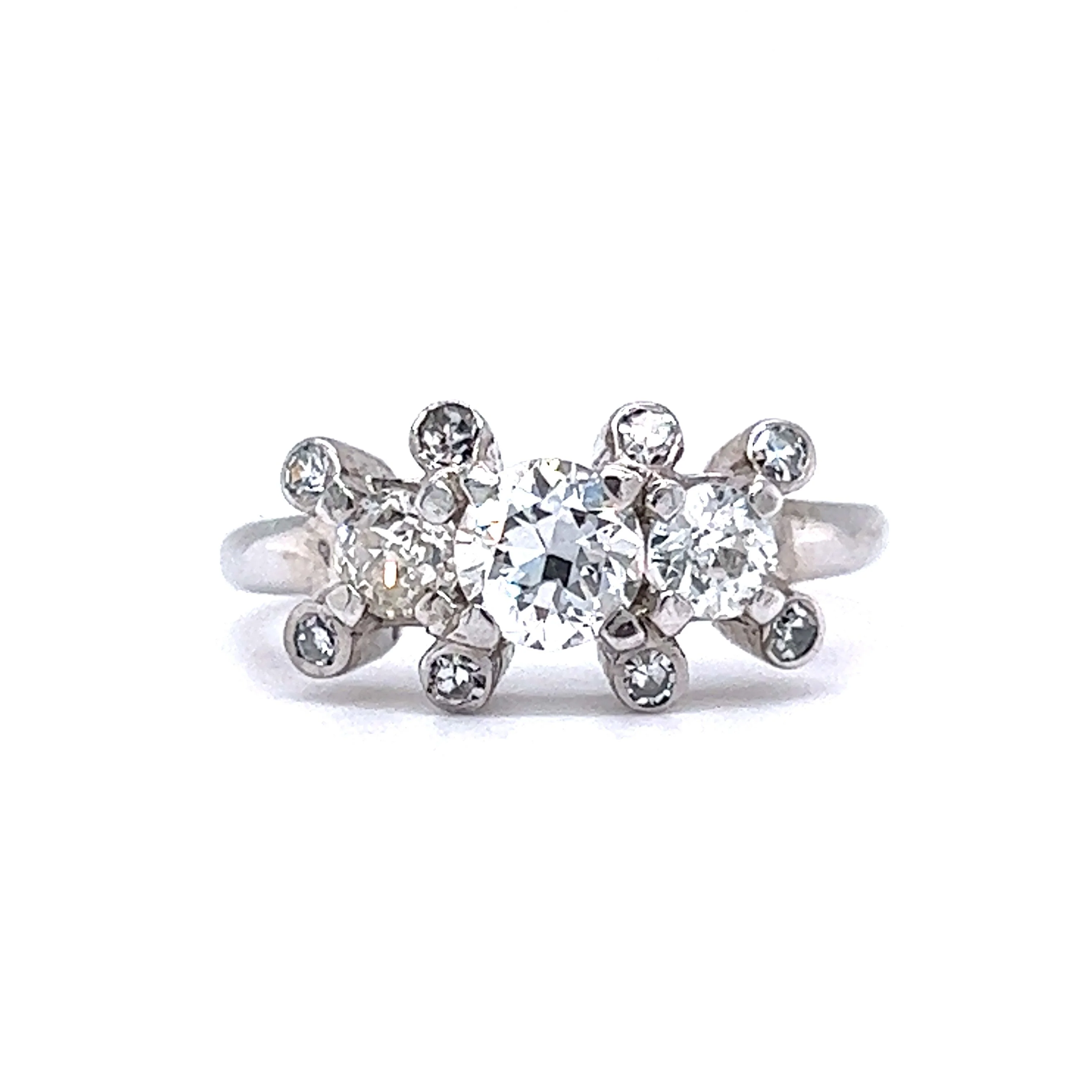 Vintage Deco .50 Diamond Cluster Engagement Ring in 14k