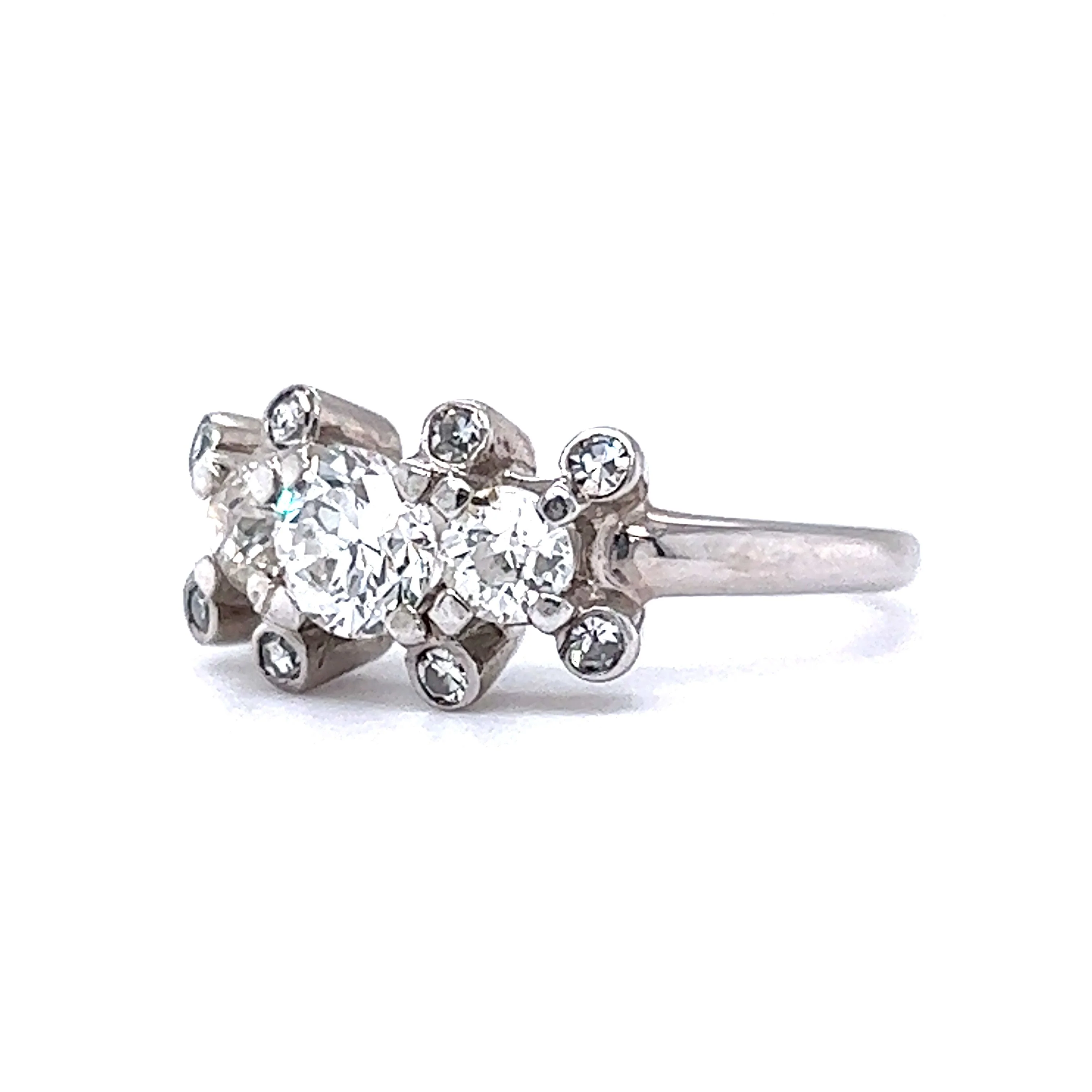 Vintage Deco .50 Diamond Cluster Engagement Ring in 14k - Image 2