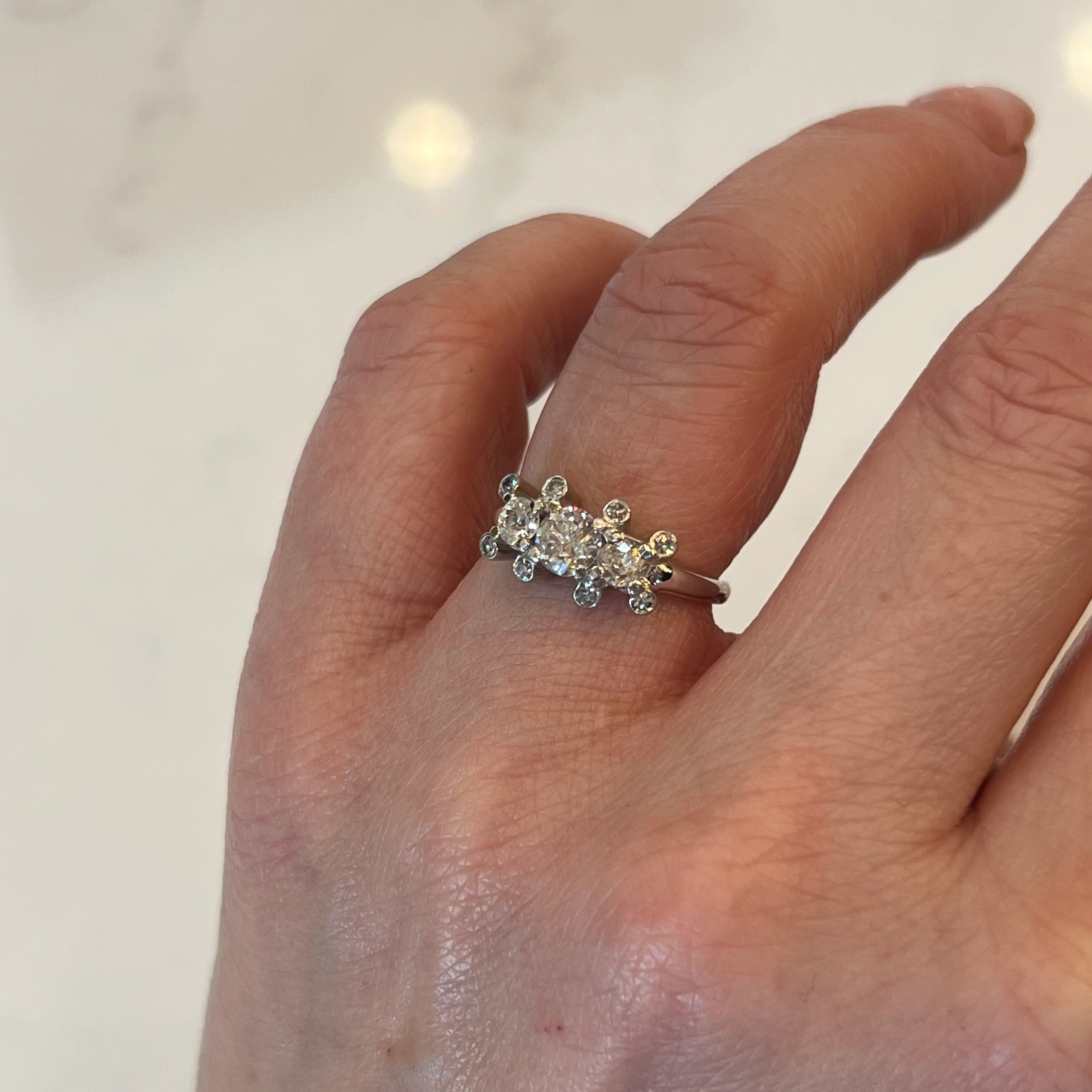 Vintage Deco .50 Diamond Cluster Engagement Ring in 14k - Image 6