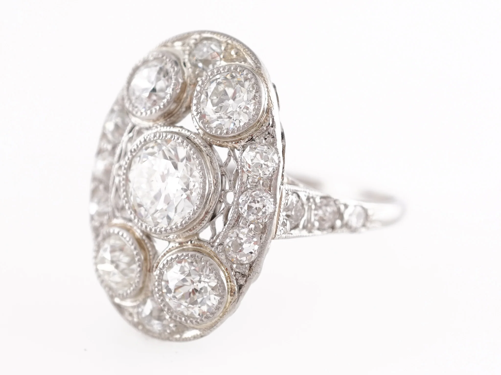Vintage Deco Diamond Dinner Ring in Platinum - Image 5