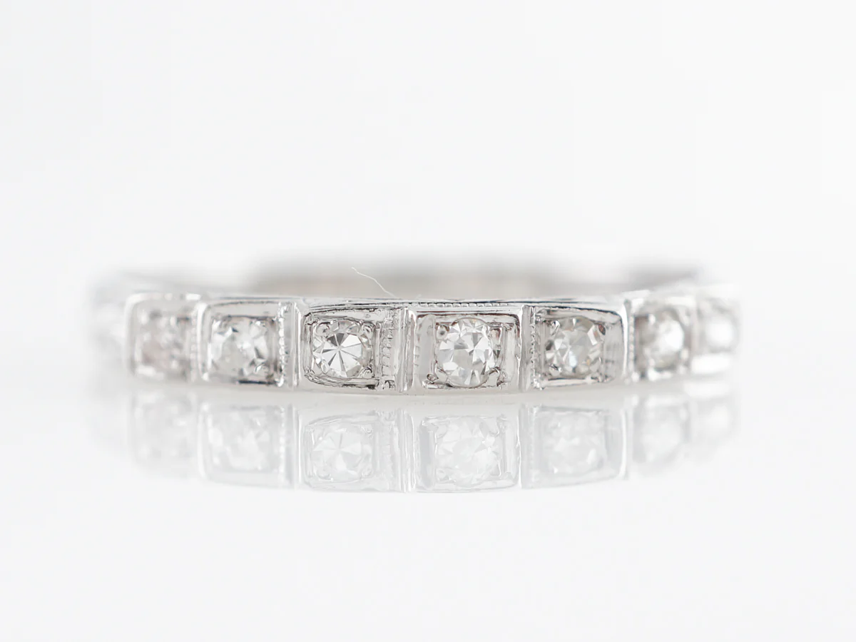 Vintage Deco Diamond Wedding Band in Platinum