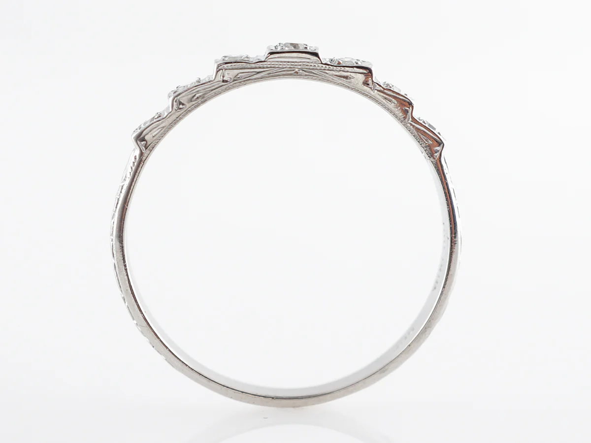 Vintage Deco Diamond Wedding Band in Platinum - Image 4