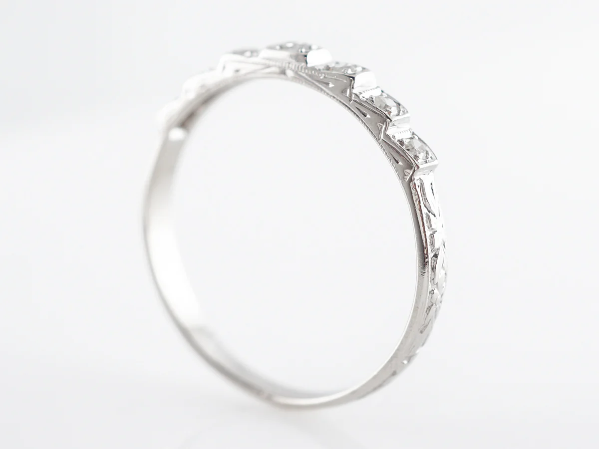 Vintage Deco Diamond Wedding Band in Platinum - Image 5