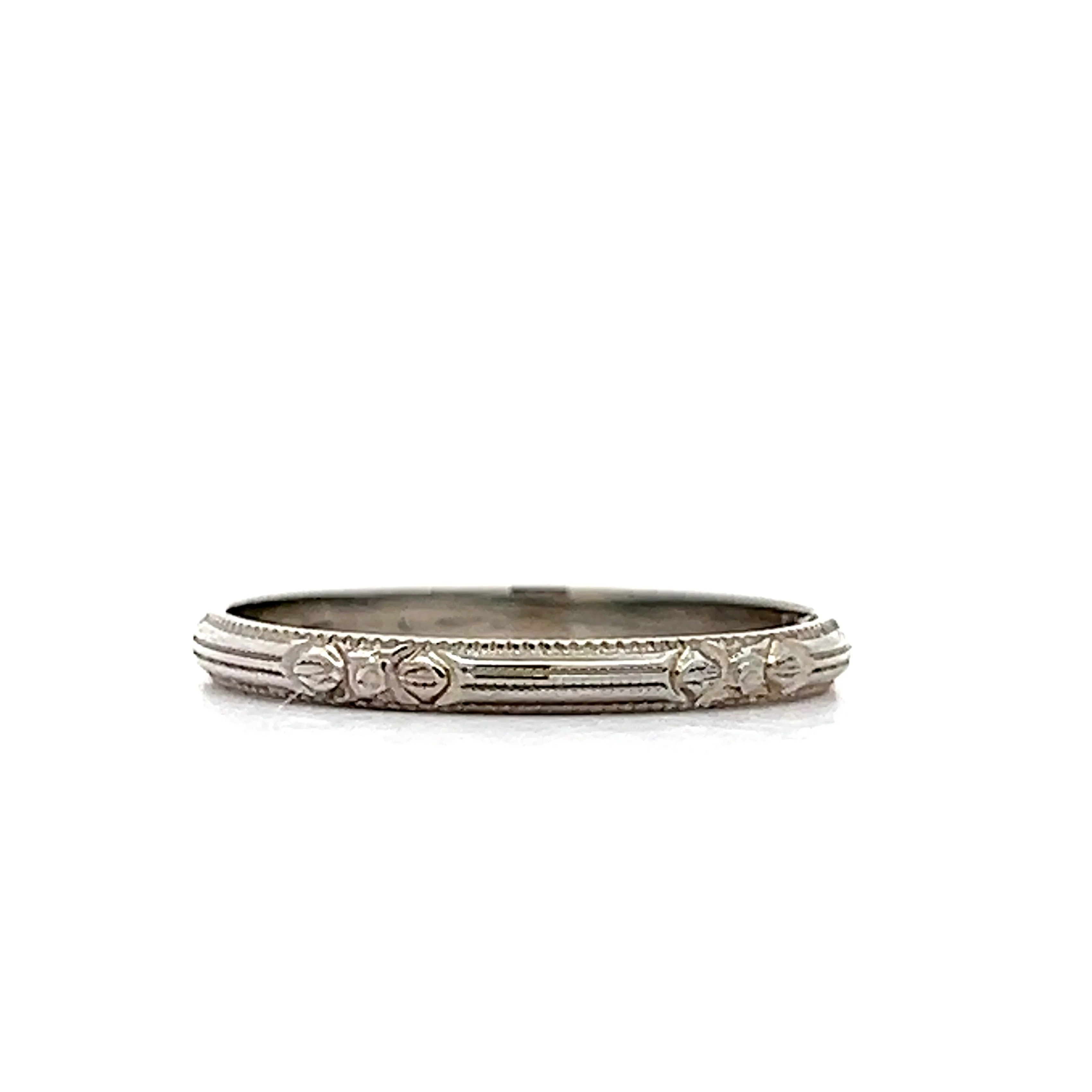 Vintage Deco Orange Blossom Band in 18k White Gold - Image 3