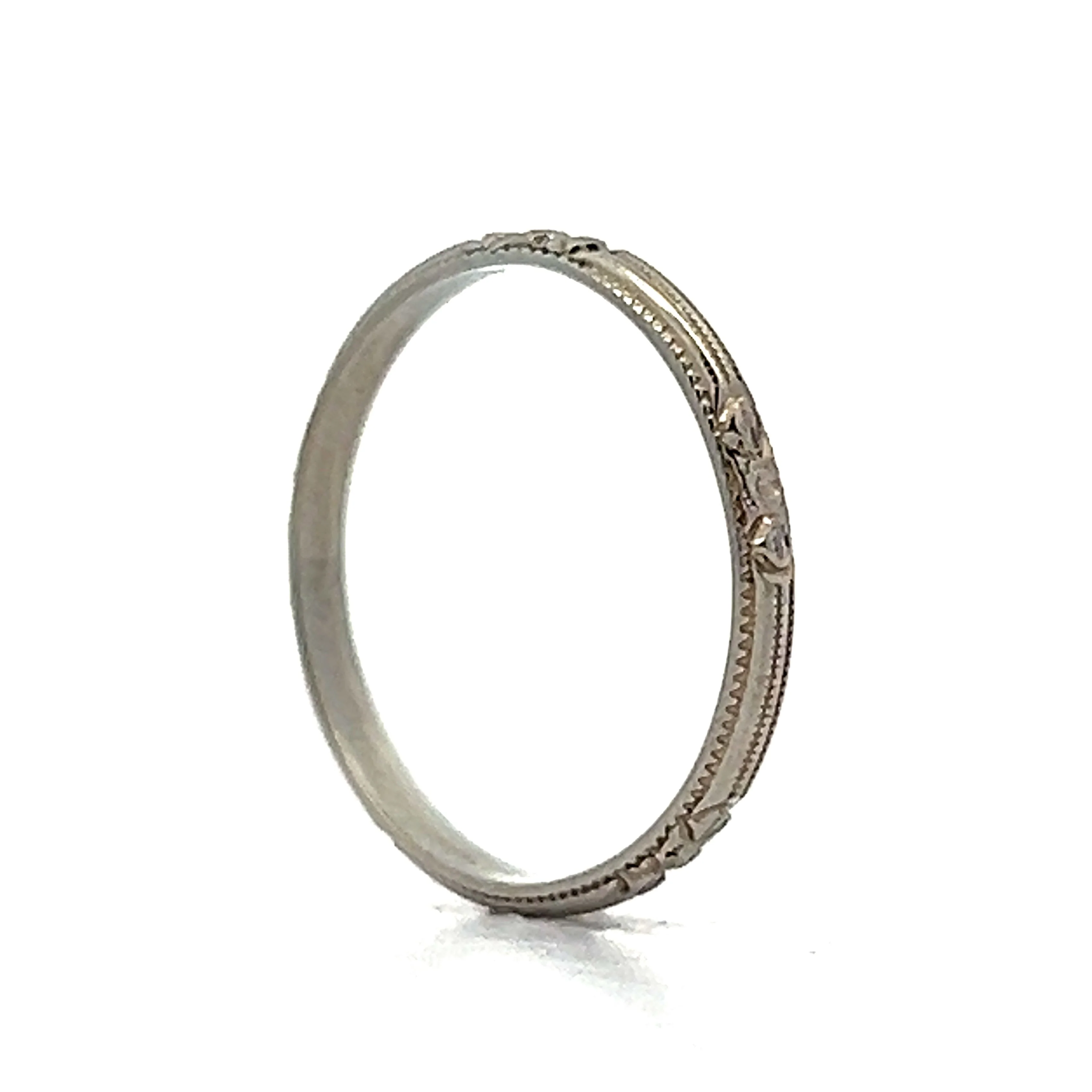 Vintage Deco Orange Blossom Band in 18k White Gold - Image 4