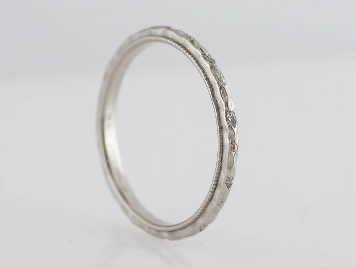 Vintage Deco Orange Blossom Wedding Band in 14k - Image 3