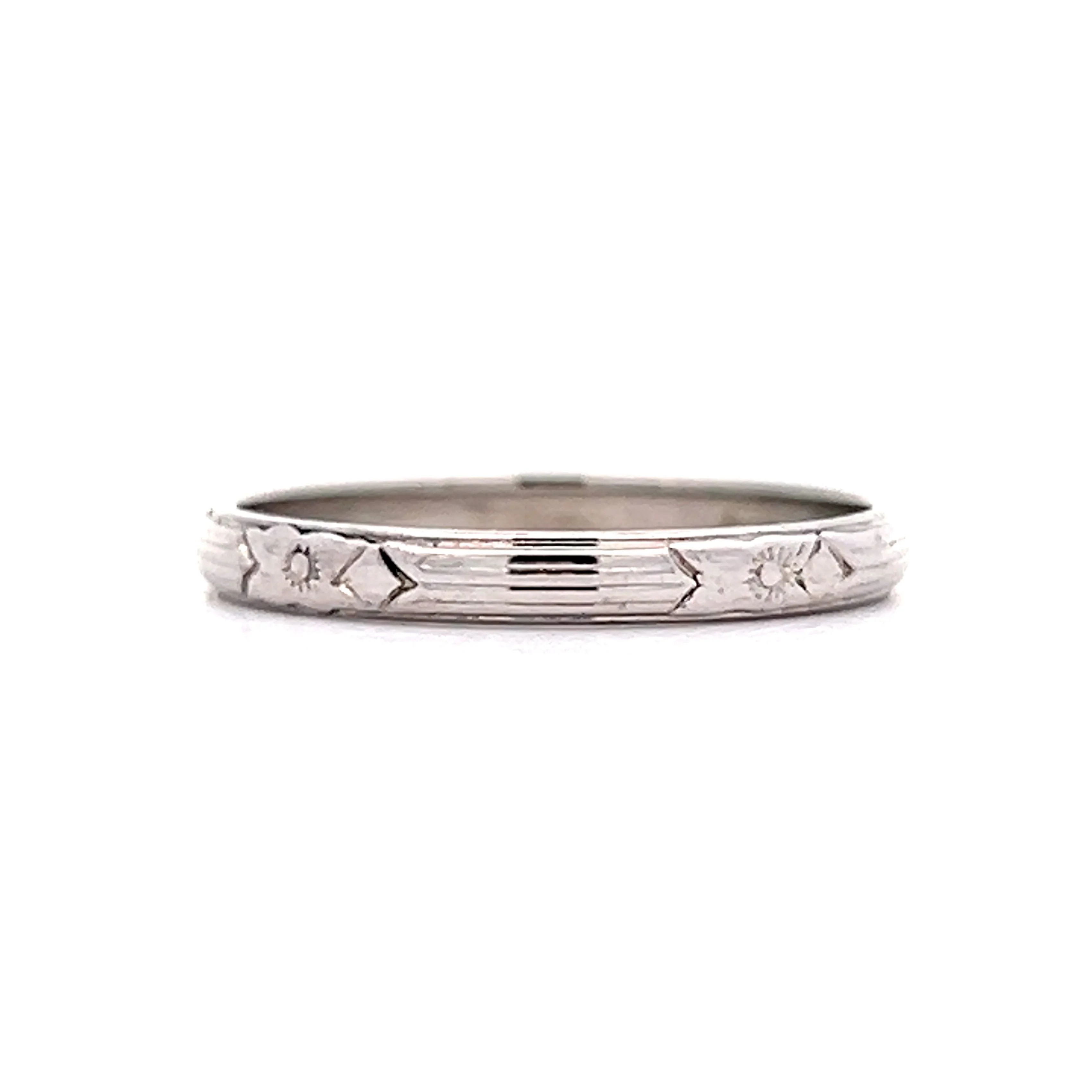 Vintage Deco Orange Blossom Wedding Band in 18k - Image 3