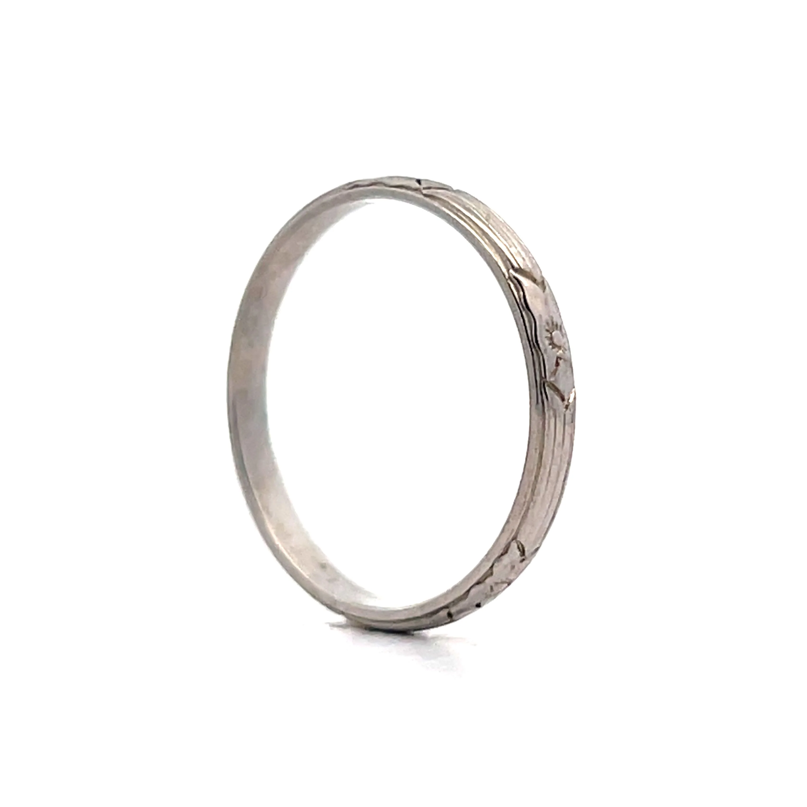 Vintage Deco Orange Blossom Wedding Band in 18k - Image 5