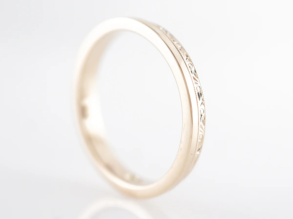 Vintage Deco Ring Guard Wedding Bands in 14k Yellow Gold - Image 2