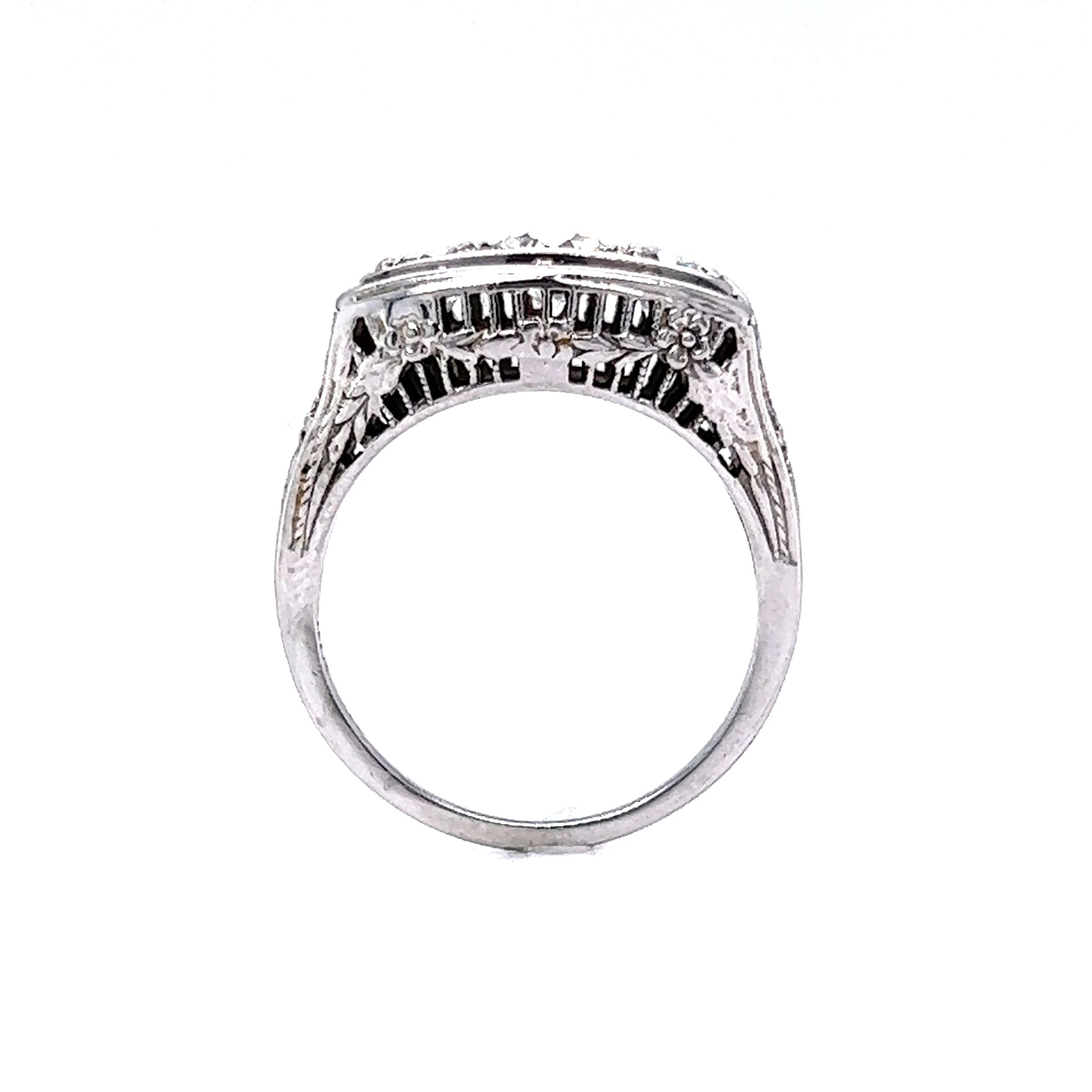 Vintage Deco Three Stone Diamond Ring in 18k White Gold - Image 4