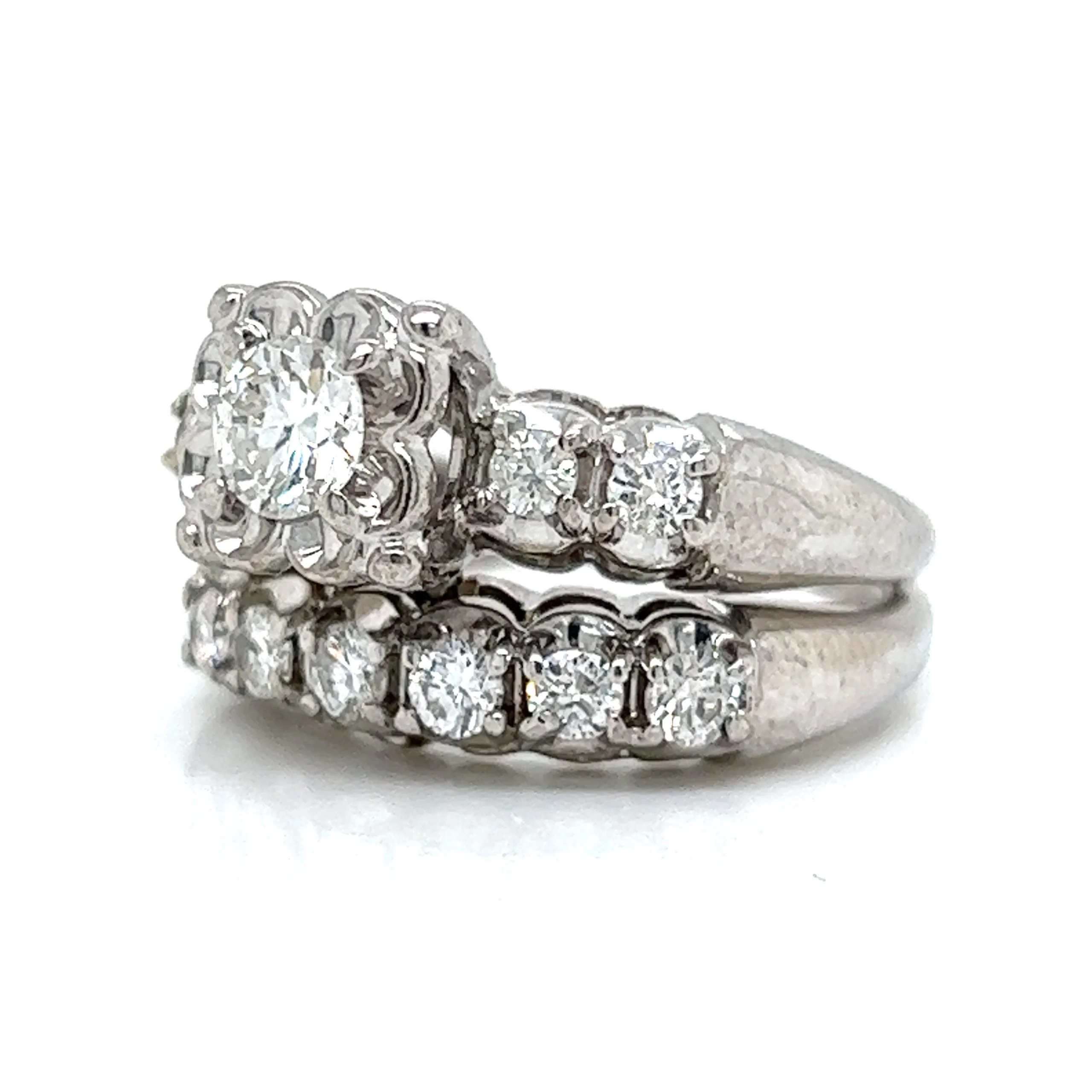 .40 Vintage Diamond Engagement Ring Set in 14k White Gold - Image 2