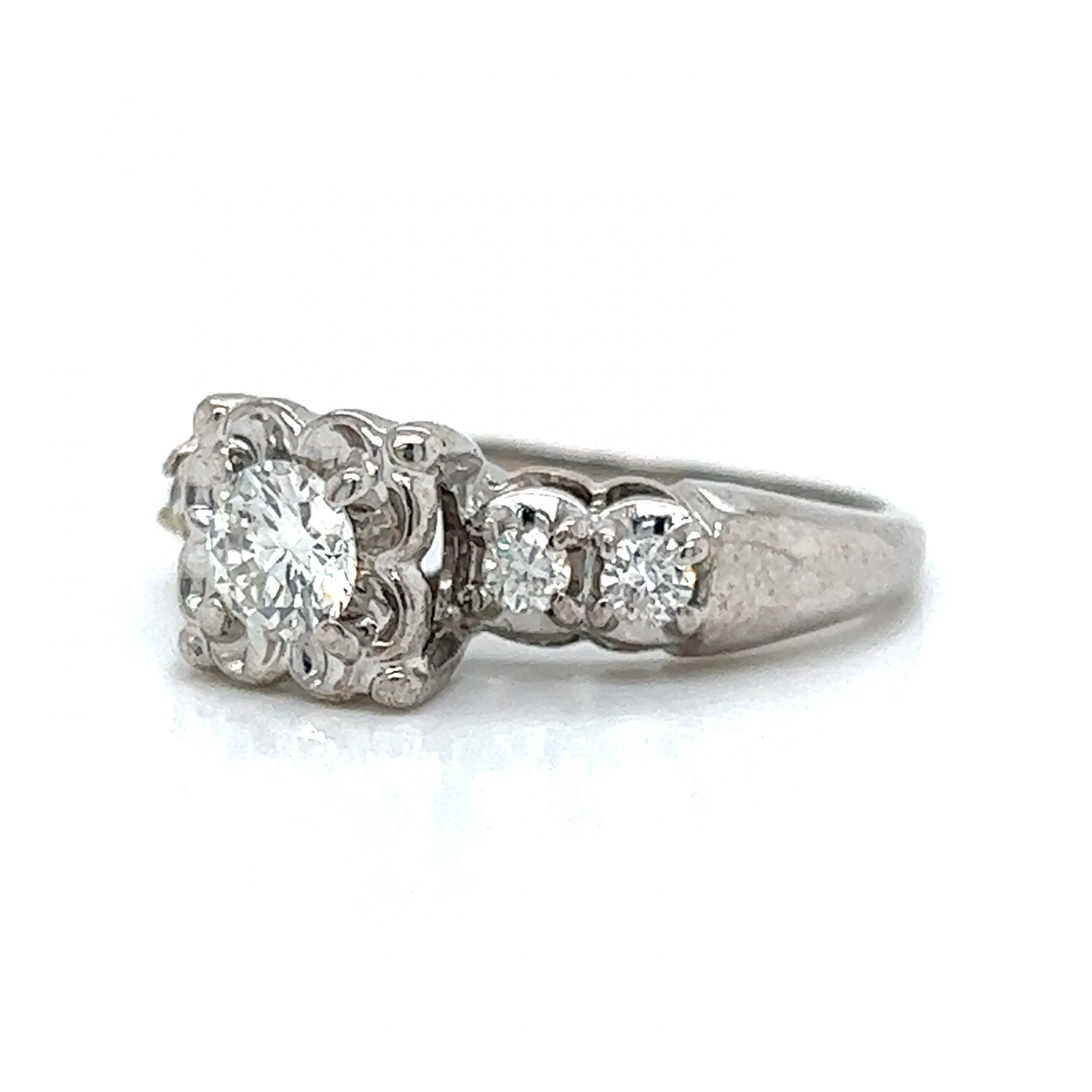 .40 Vintage Diamond Engagement Ring Set in 14k White Gold - Image 4