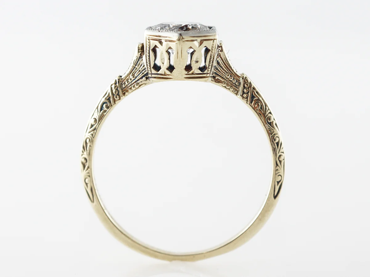 Vintage Diamond Filigree Engagement Ring in Yellow Gold - Image 5