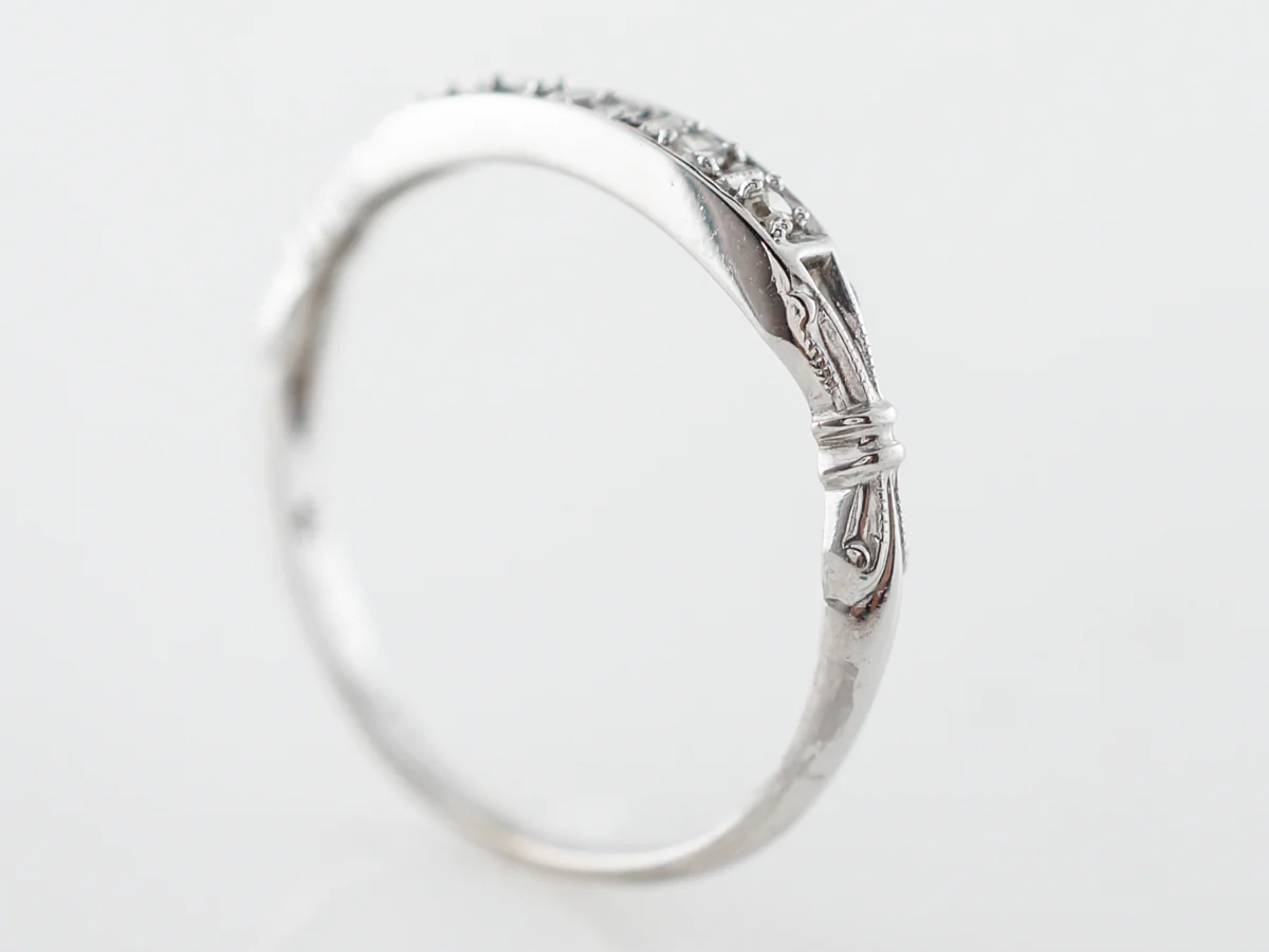 Vintage Diamond Wedding Band in 18k White Gold - Image 5