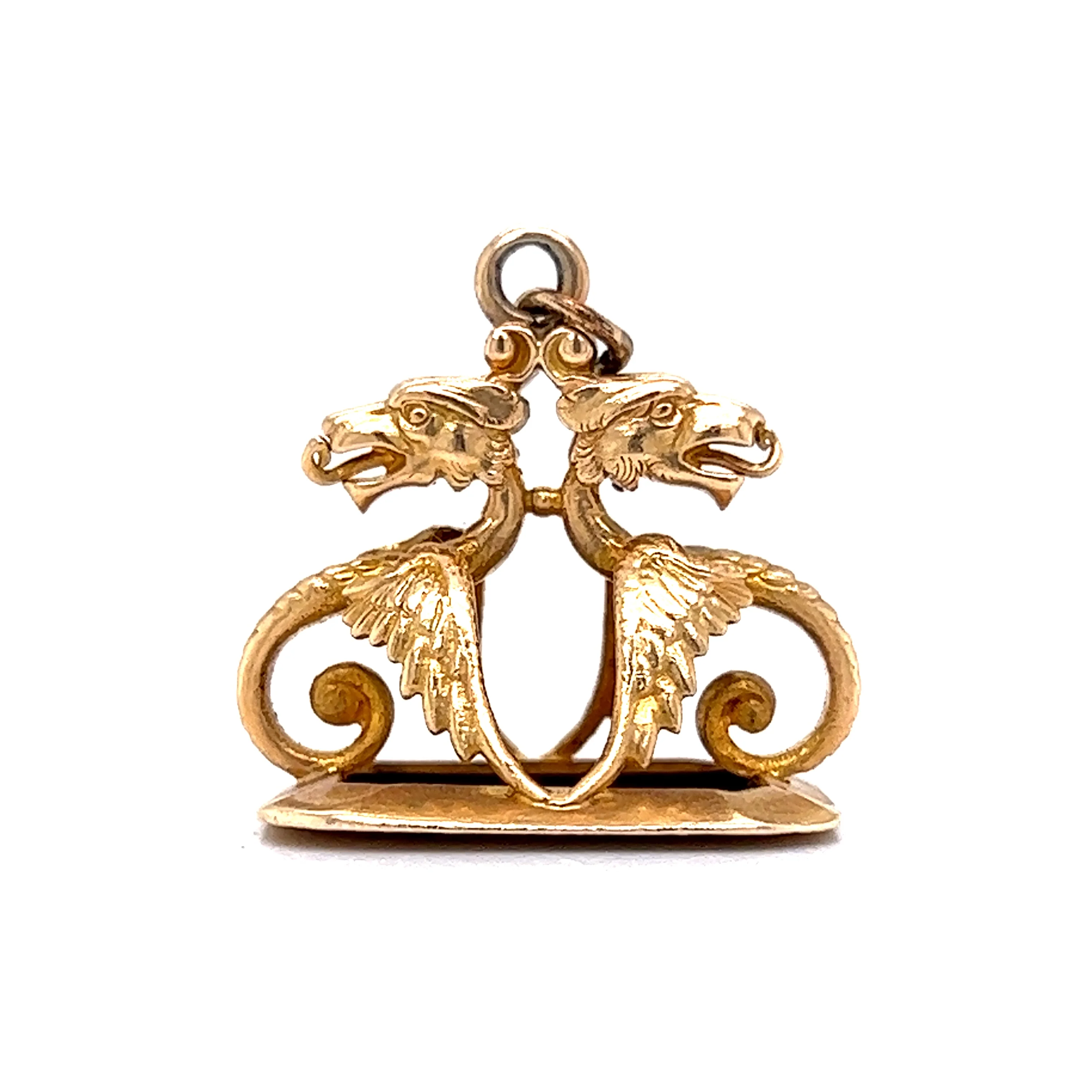Vintage Dragon Pendant Charm in 14k Yellow Gold - Image 3