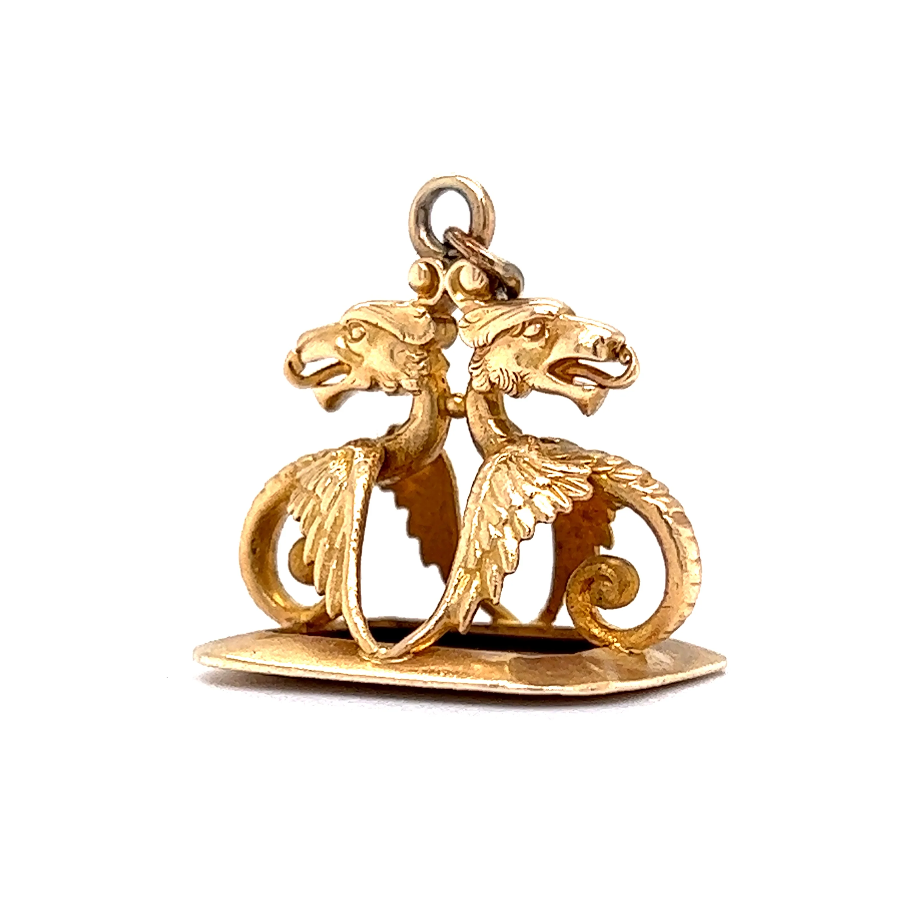 Vintage Dragon Pendant Charm in 14k Yellow Gold - Image 4