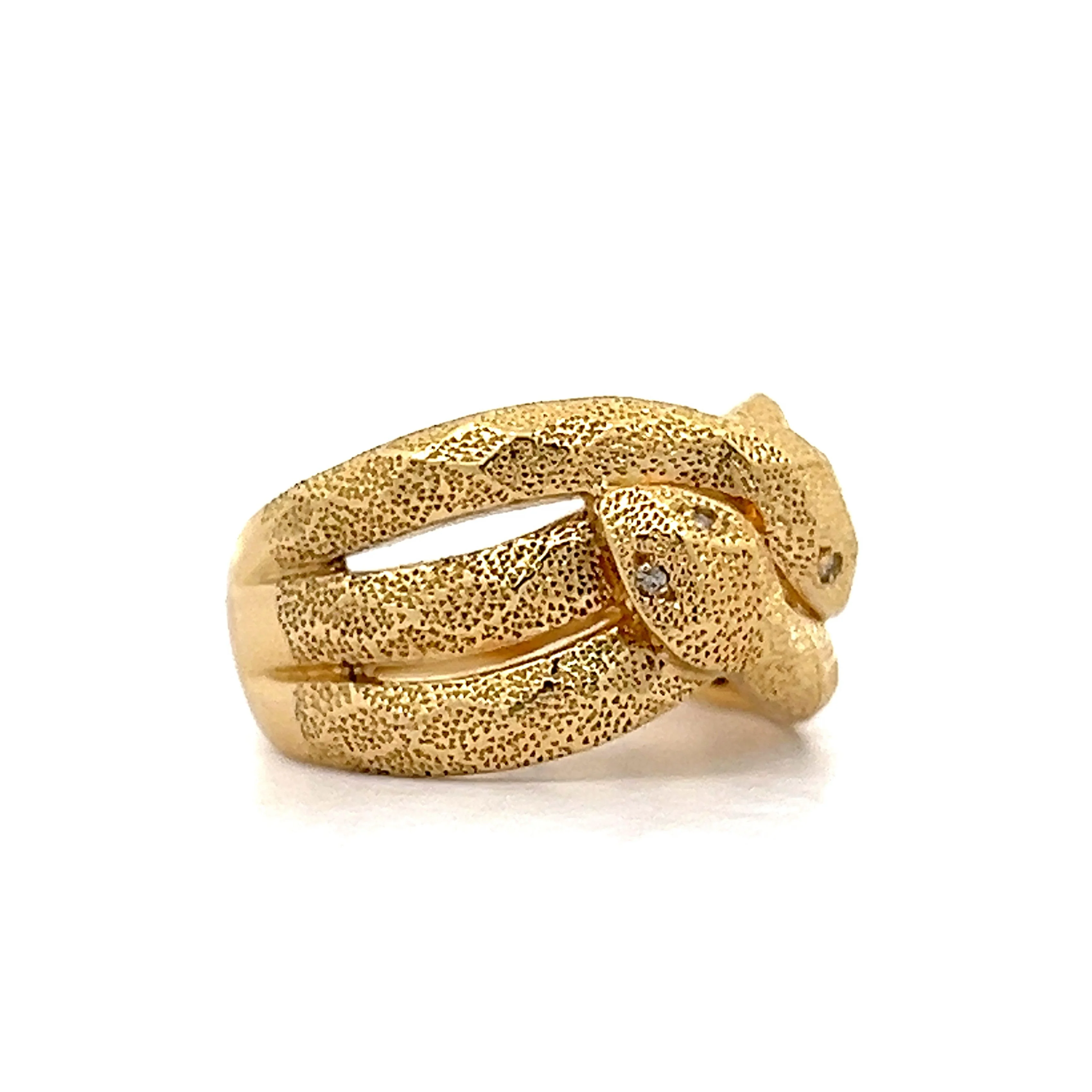 Vintage Double Headed Snake Ring in 18k Yellow Gold - Image 3