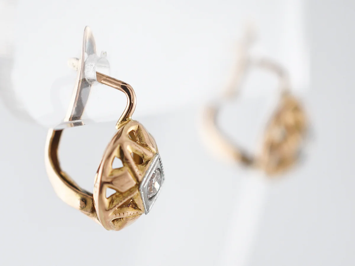 Vintage Earrings Mid-Century .40 Old European Cut Diamonds in 18k Yellow Gold - Image 2