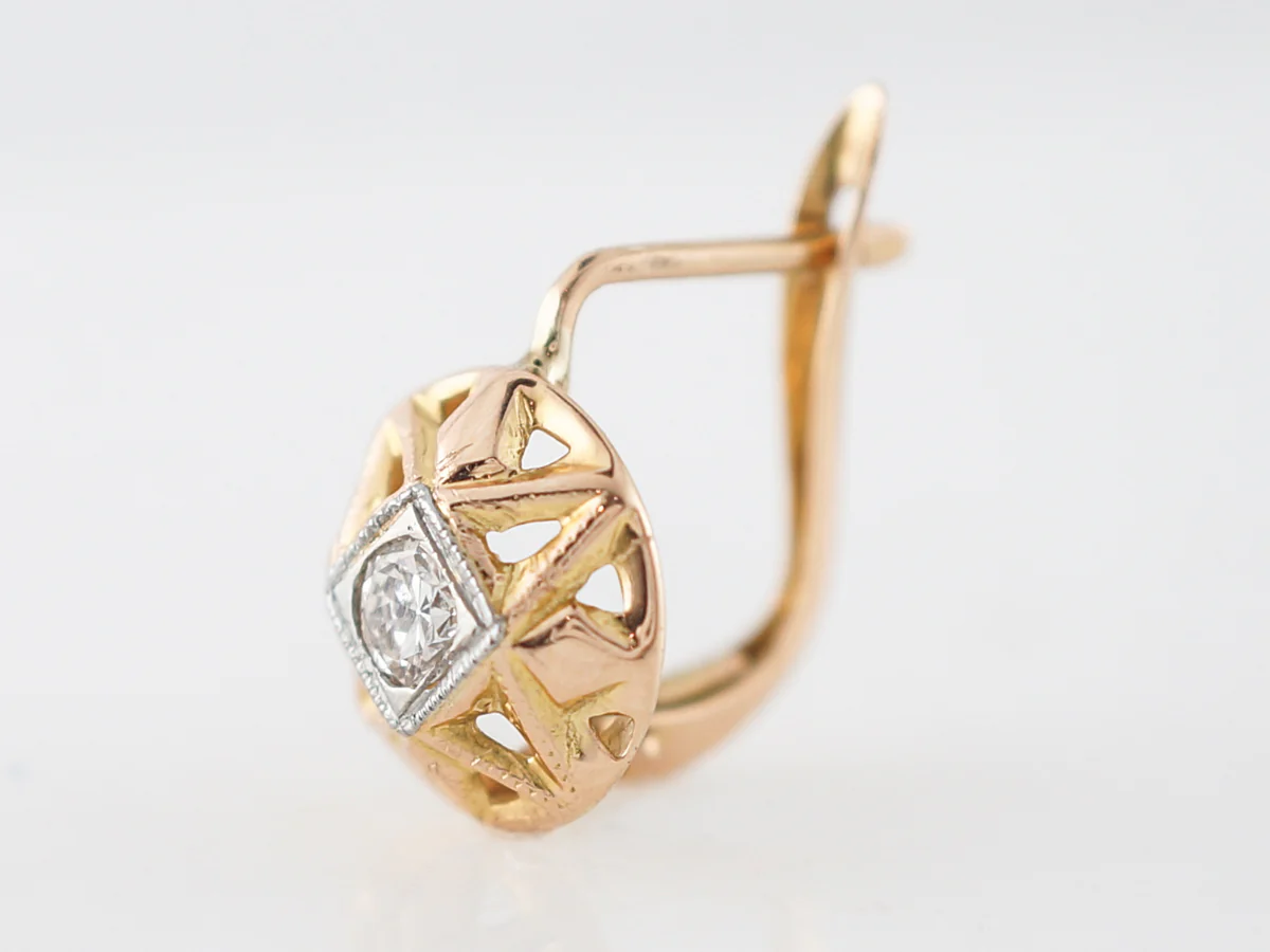 Vintage Earrings Mid-Century .40 Old European Cut Diamonds in 18k Yellow Gold - Image 3