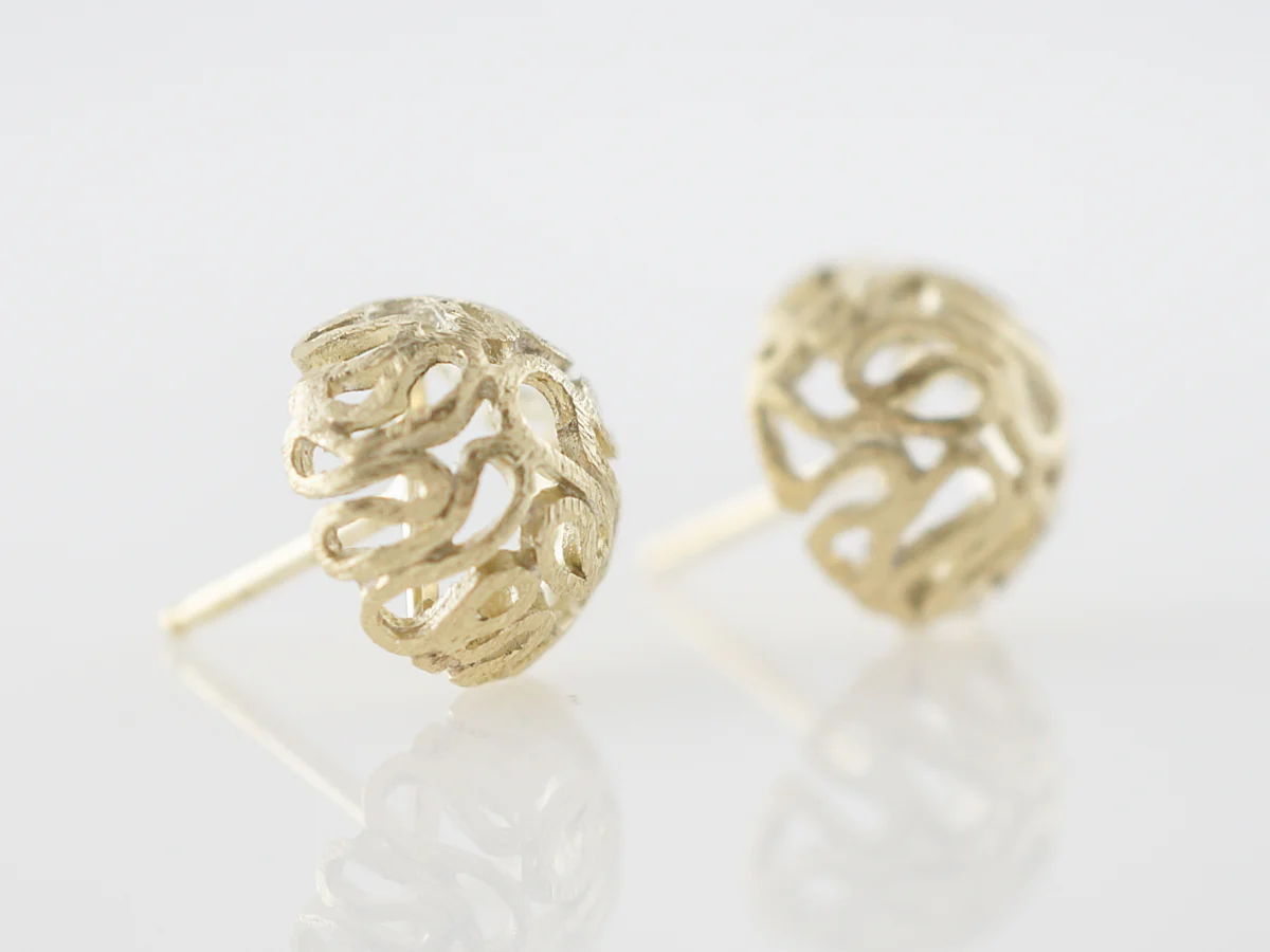 Vintage Earrings Mid-Century in 18k Yellow Gold - Image 3