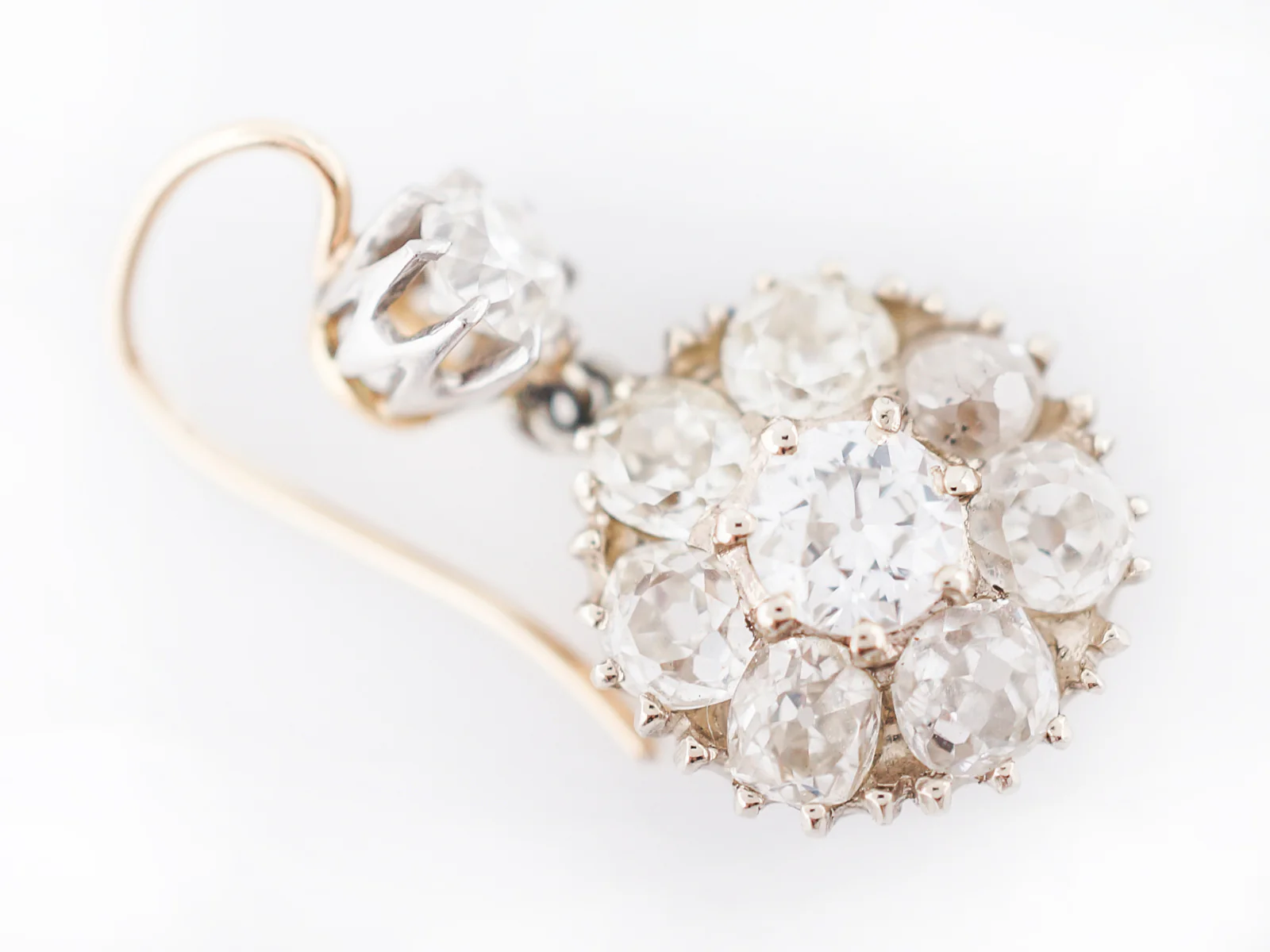 Vintage Earrings Victorian 3.00 Old Mine Cut Diamonds in 18k Yellow Gold - Image 3