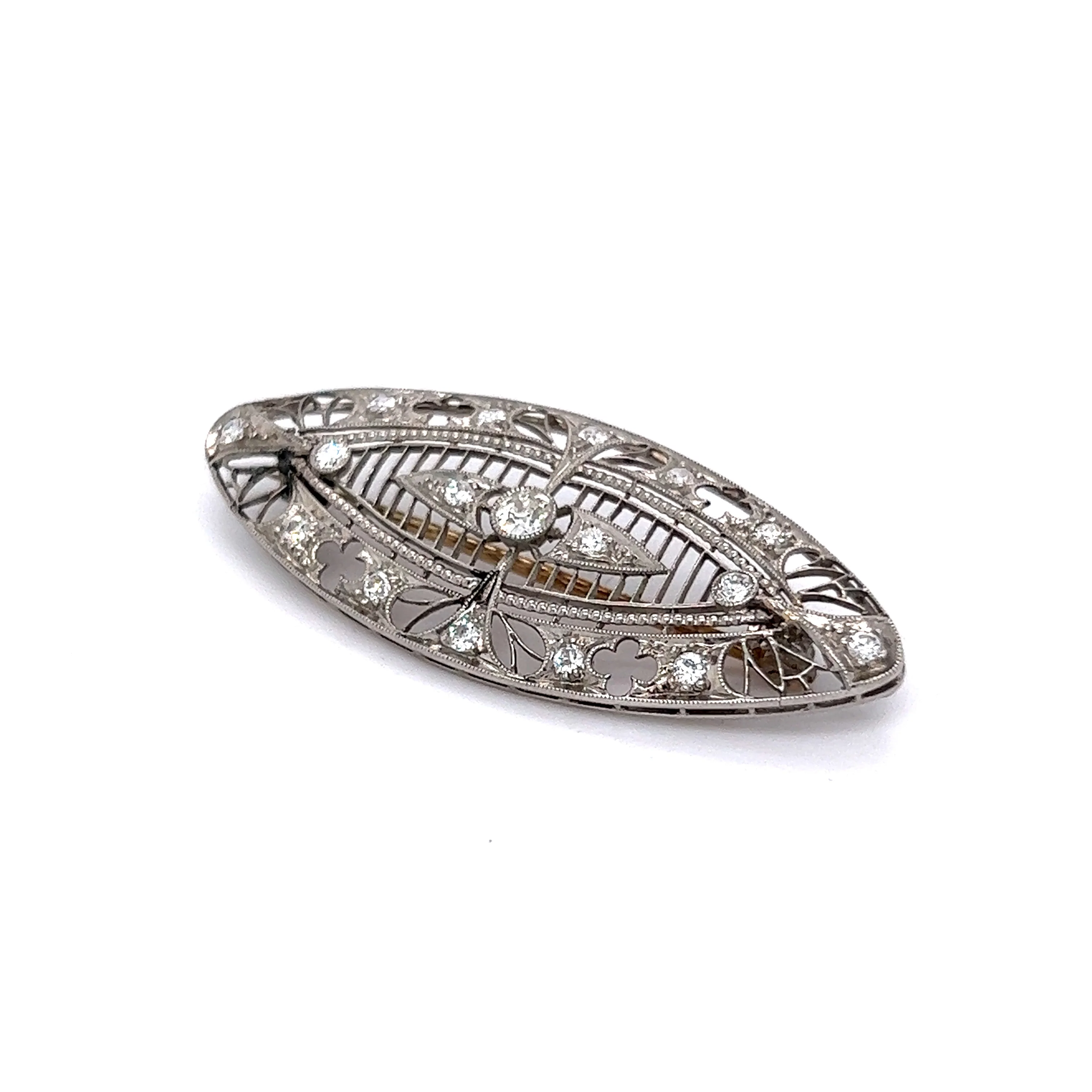 Vintage Edwardian Brooch w/ Old European Cut Diamonds - Image 2