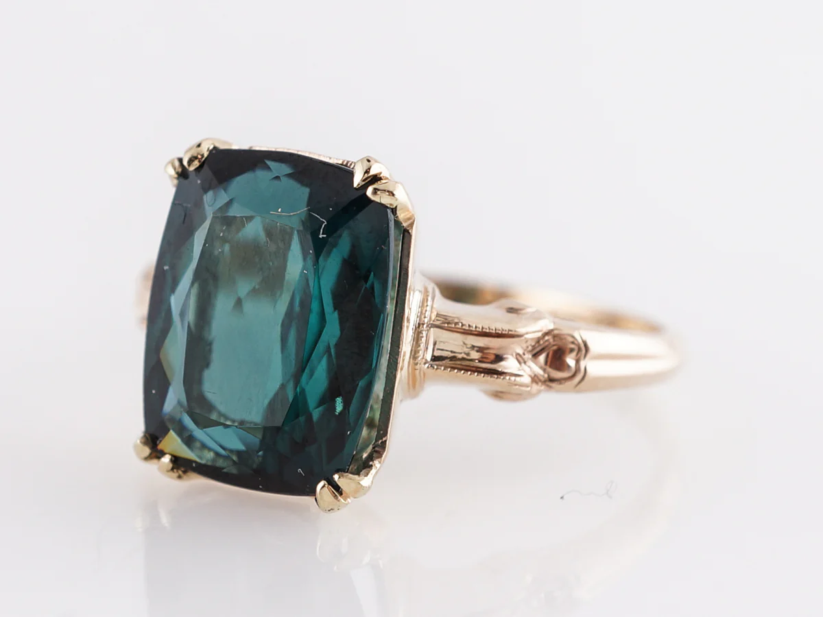 Vintage Emerald Cut Tourmaline Cocktail Ring in 14k - Image 2