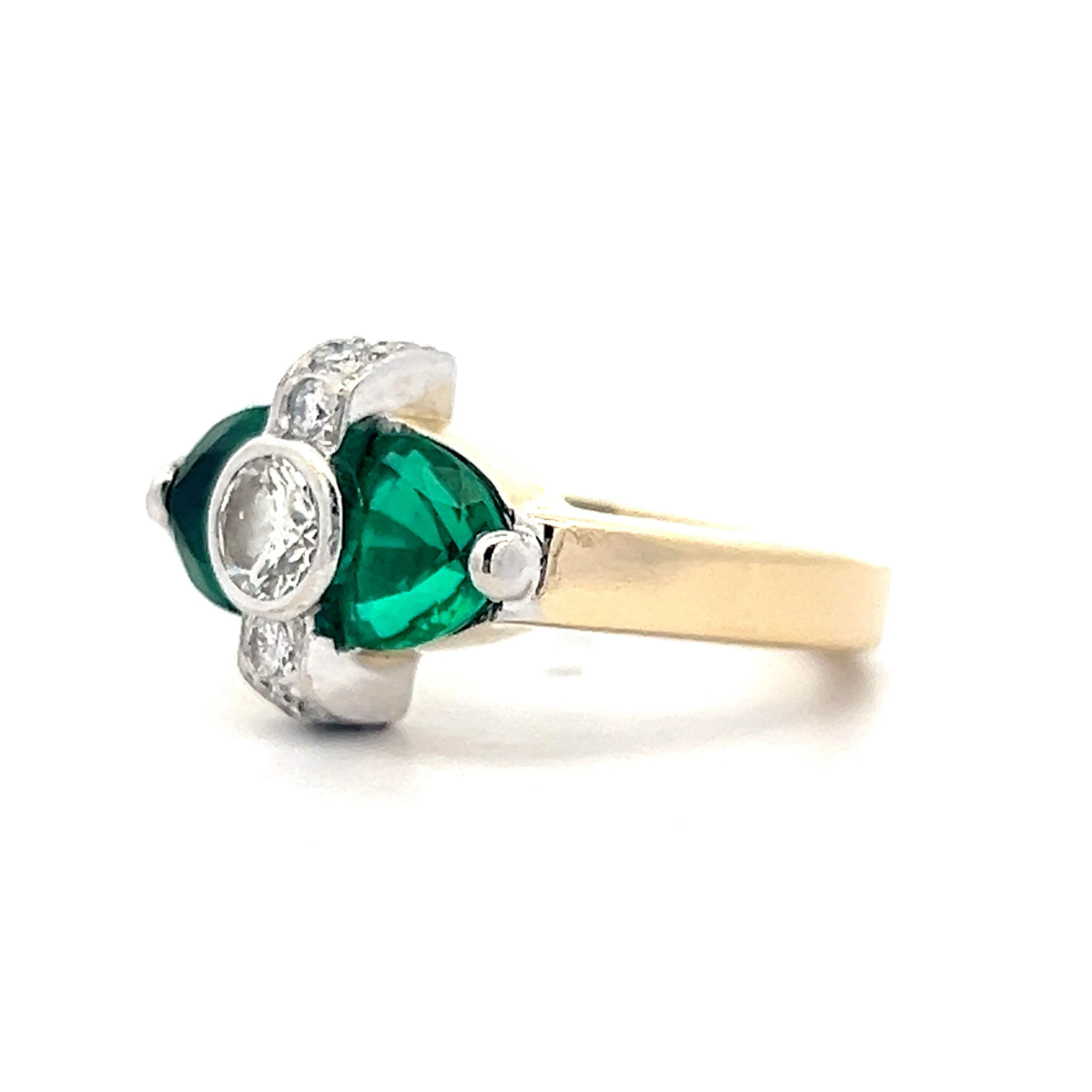 Vintage Emerald & Diamond Cocktail Ring in 14k Yellow & White Gold - Image 2