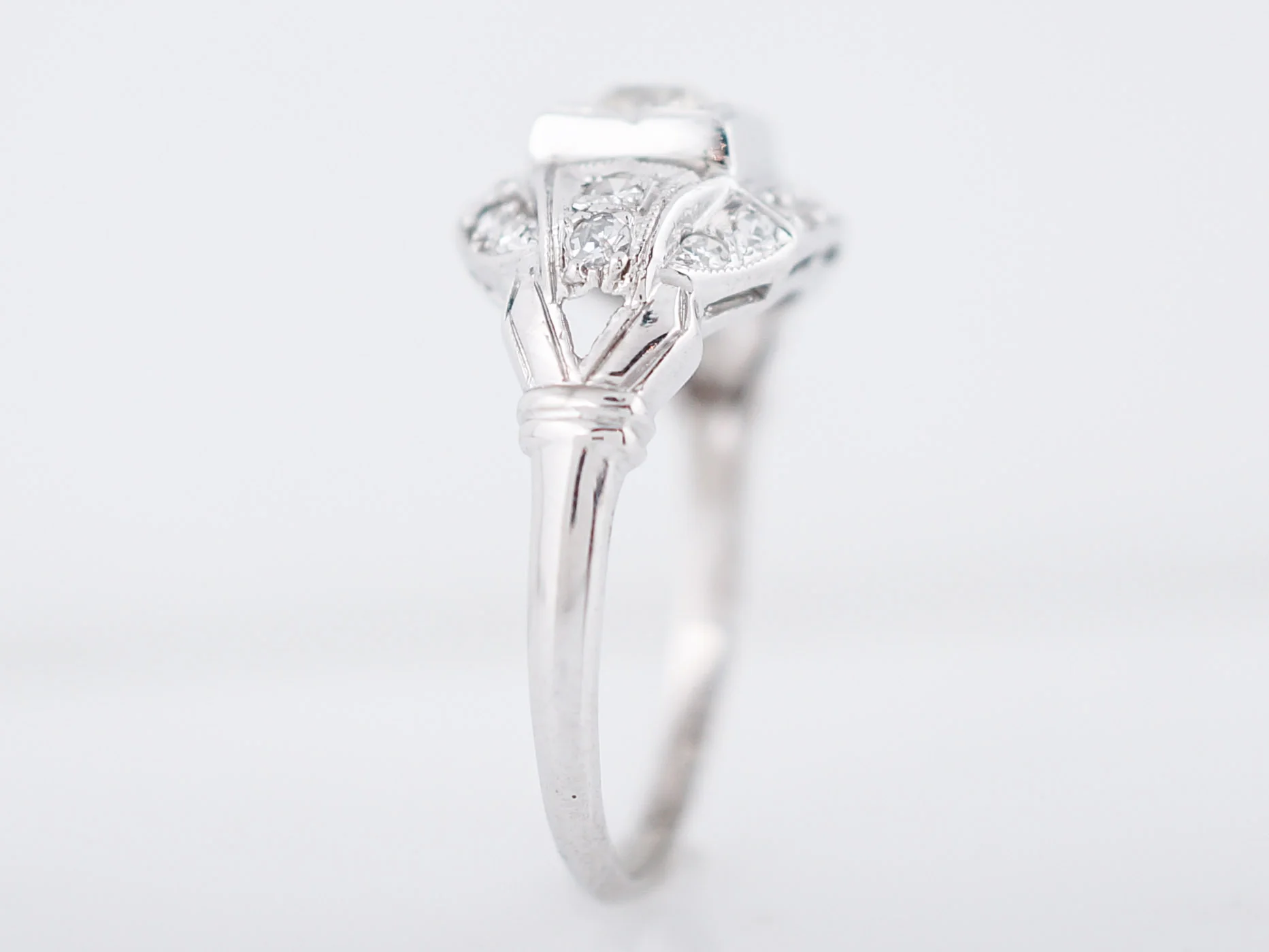 Vintage Engagement Ring Art Deco .33 Old European Cut in 18k White Gold - Image 4