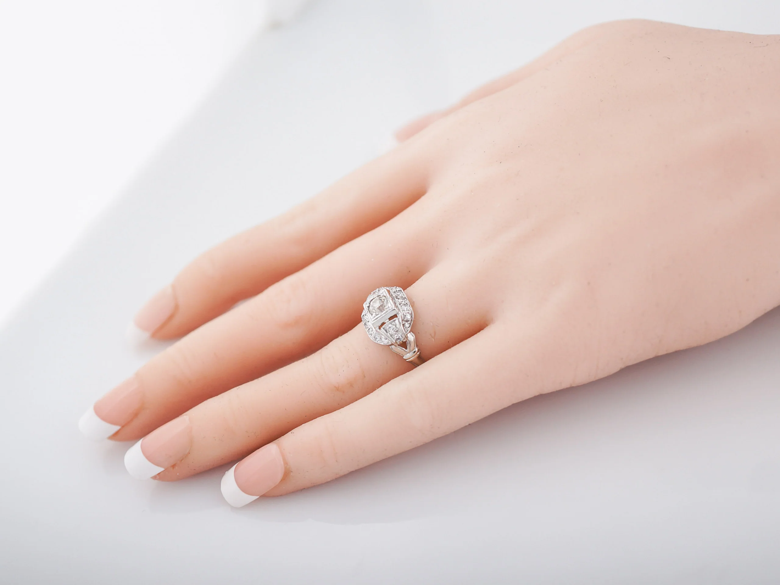 Vintage Engagement Ring Art Deco .33 Old European Cut in 18k White Gold - Image 7