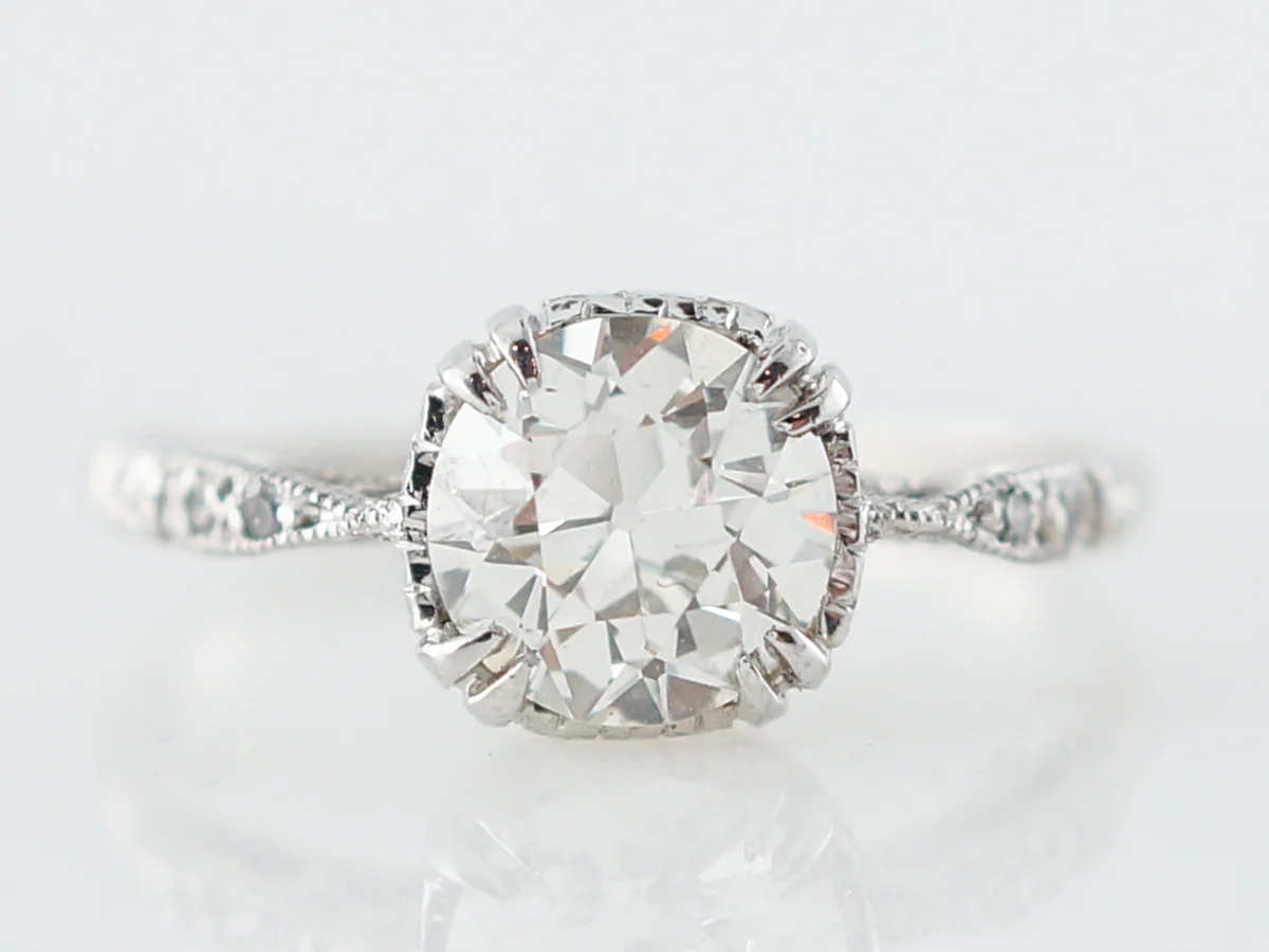 Vintage Solitaire Art Deco Diamond Engagement Ring in Platinum