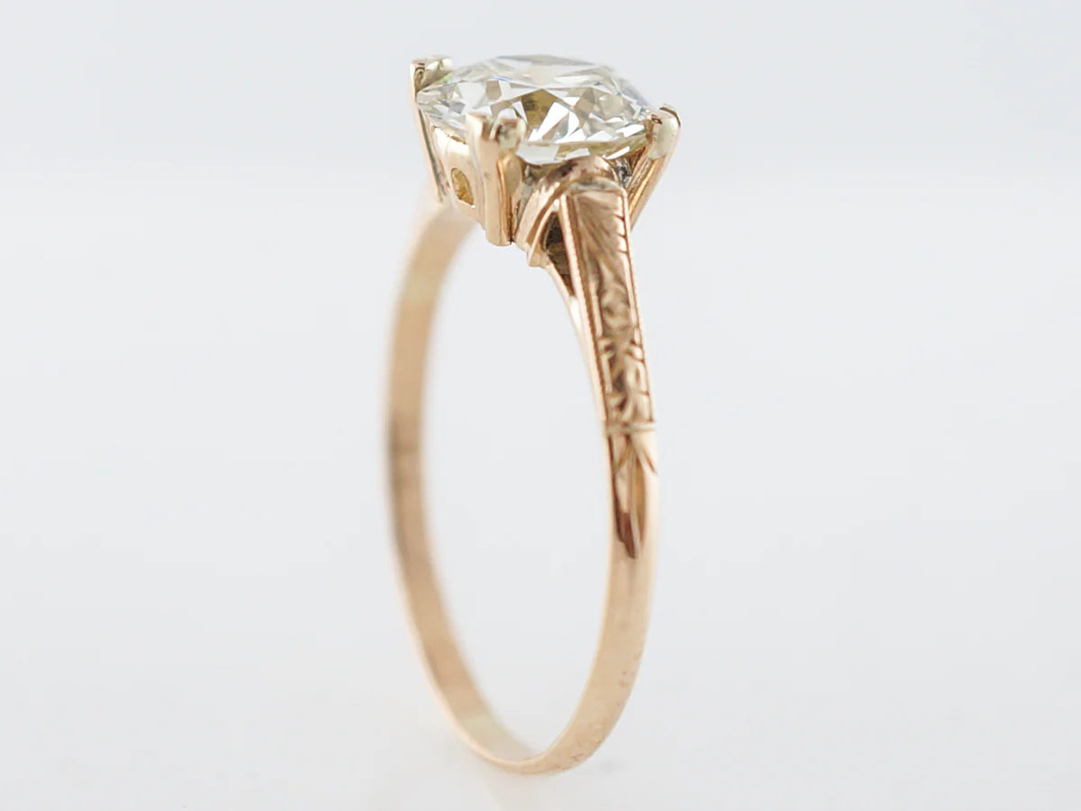 Vintage Engagement Ring Art Deco GIA 1.45 Old European Cut Diamond in 18k Yellow Gold - Image 5