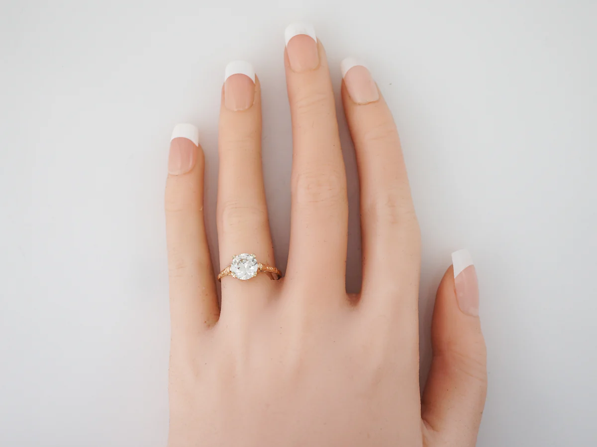 Vintage Engagement Ring Art Deco GIA 1.45 Old European Cut Diamond in 18k Yellow Gold - Image 6