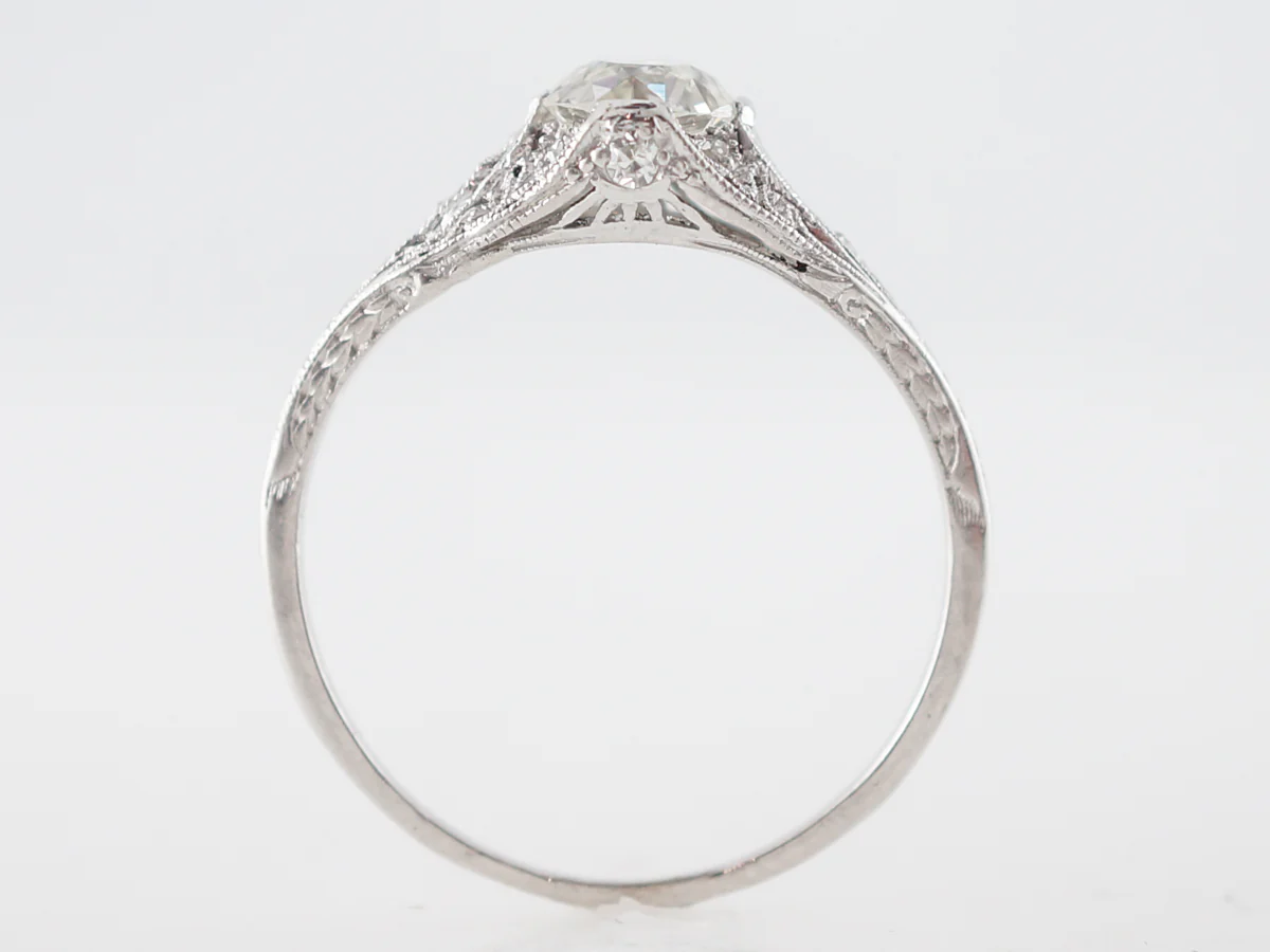 Vintage Engagement Ring Art Deco GIA .85 Old European Cut Diamond in Platinum - Image 4