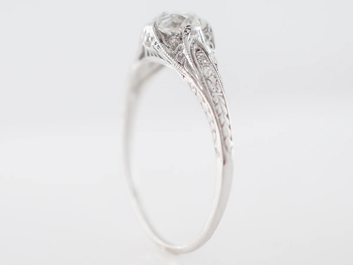 Vintage Engagement Ring Art Deco GIA .85 Old European Cut Diamond in Platinum - Image 5